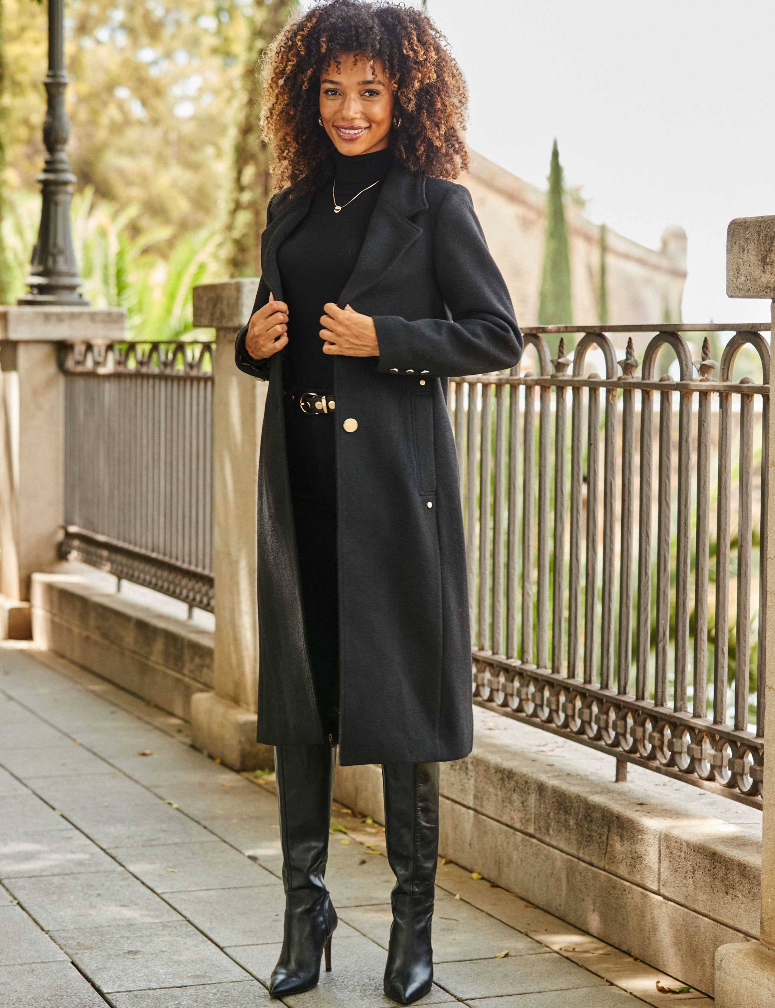 Wool Blend Tailored Coat 2 of 8