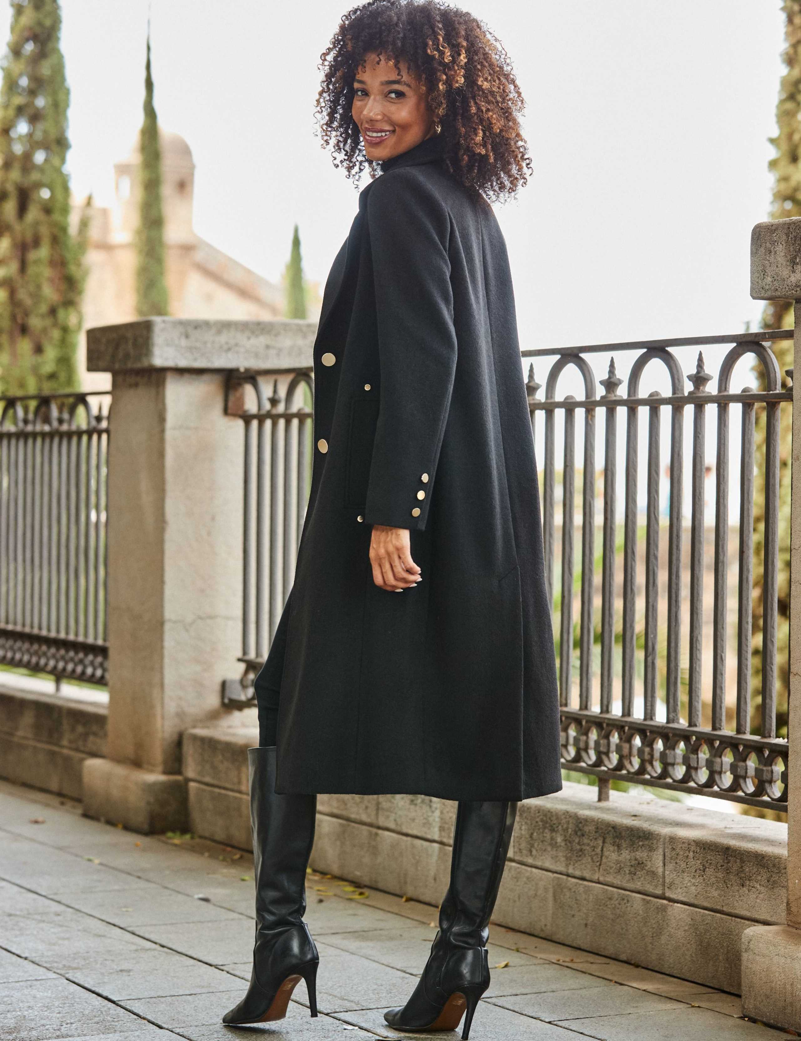 Wool Blend Tailored Coat 4 of 8