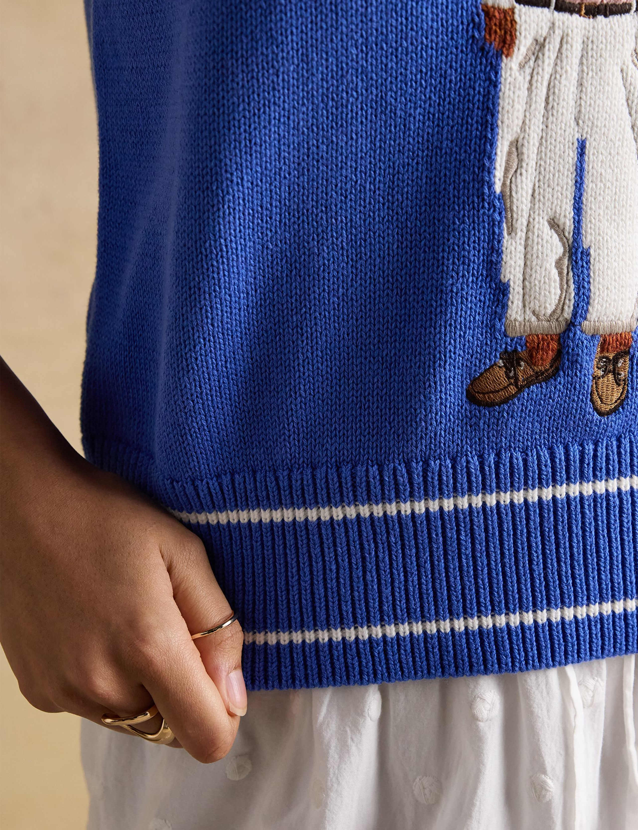 Pure Cotton Fox V-Neck Knitted Vest 7 of 8