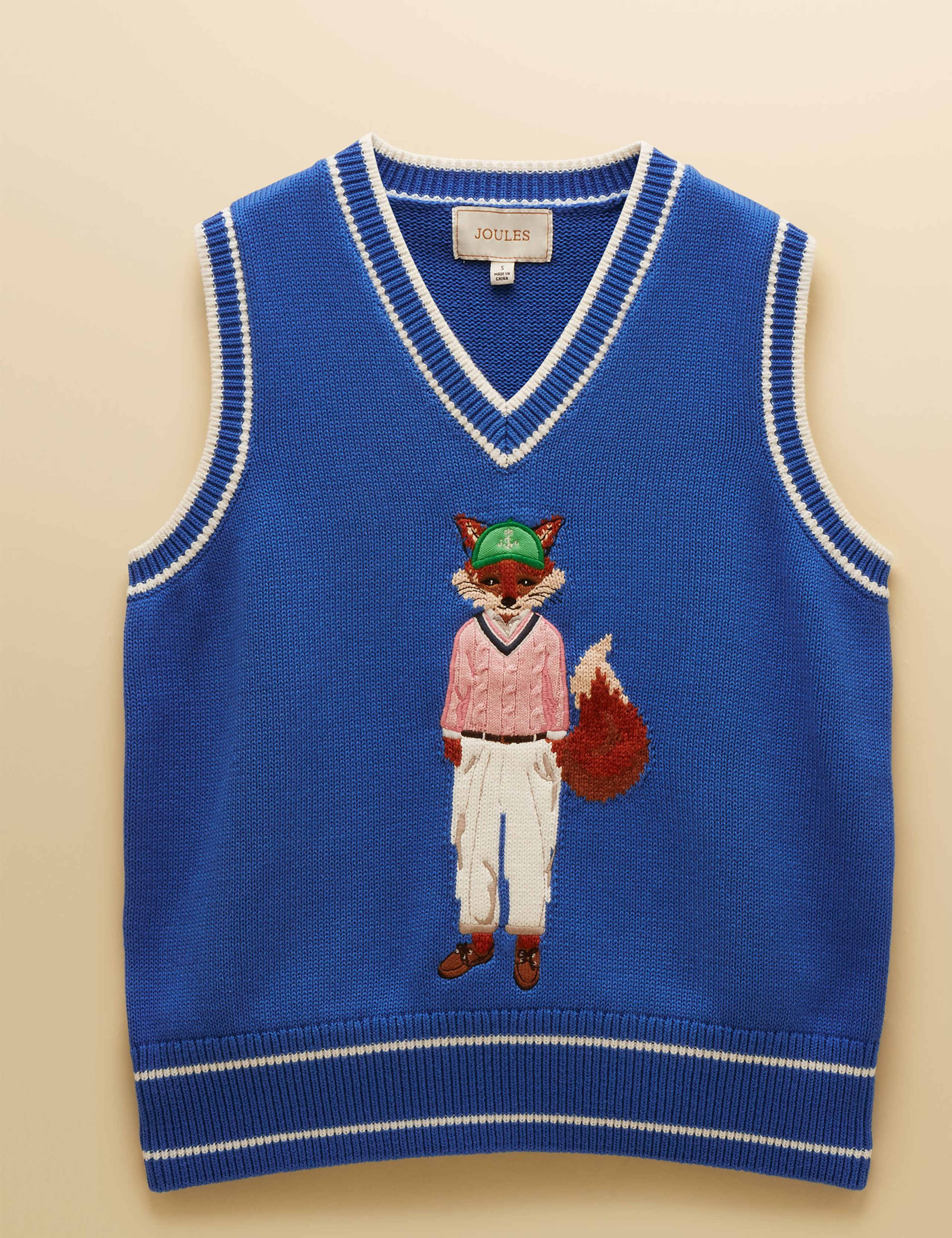 Pure Cotton Fox V-Neck Knitted Vest 2 of 8