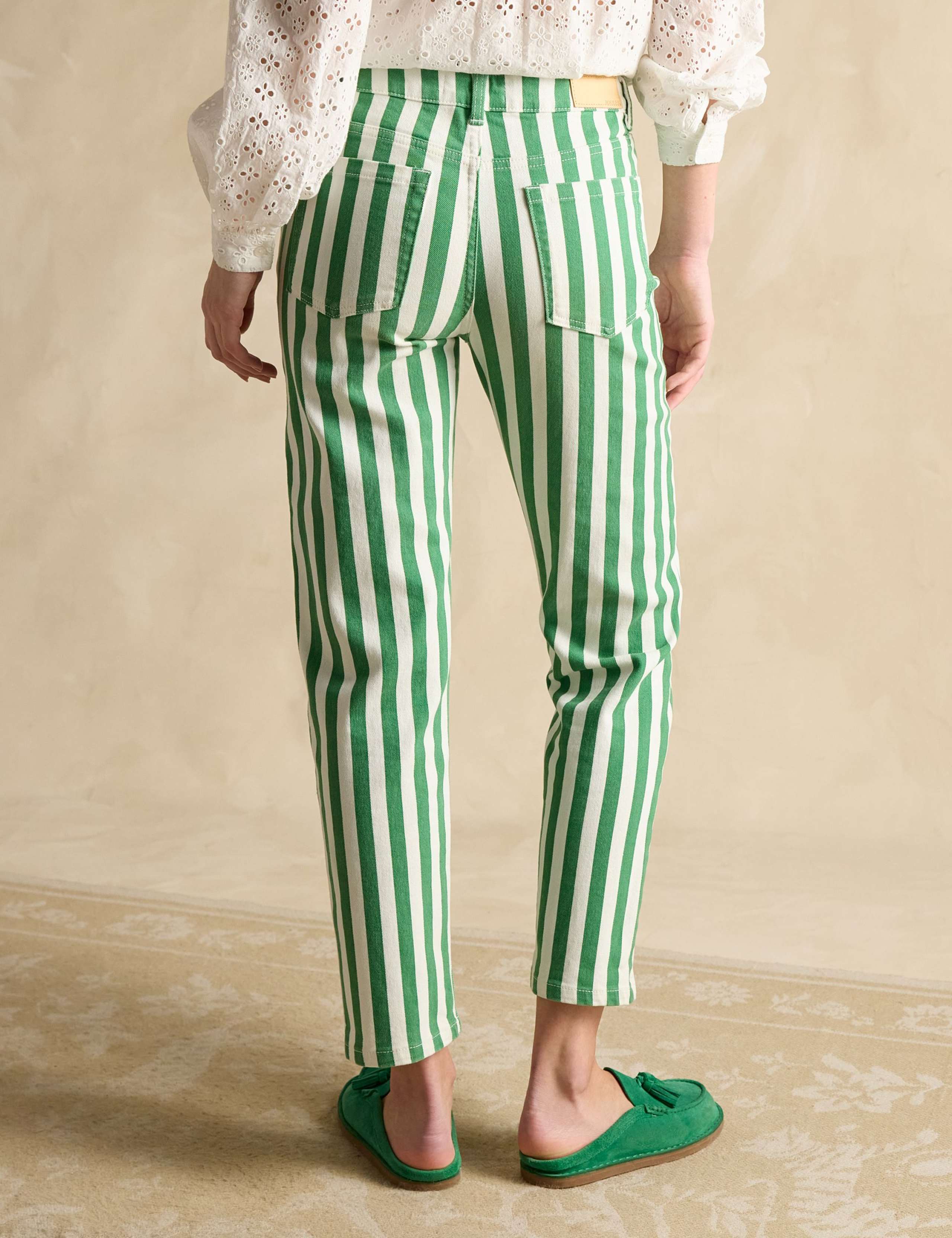 Cotton Rich Denim Striped Ankle Grazer Jeans 3 of 5