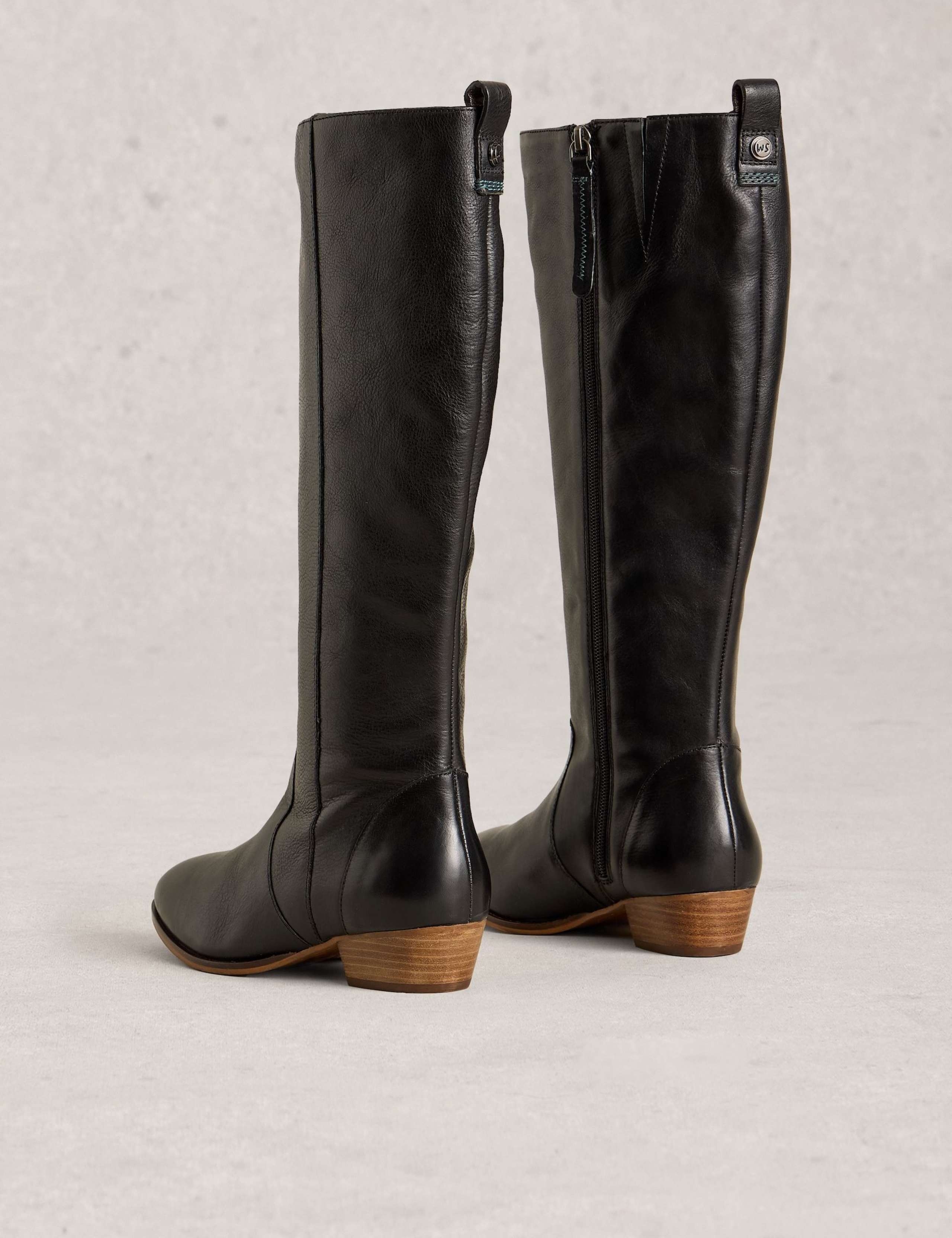 Leather Block Heel Knee High Boots 2 of 4