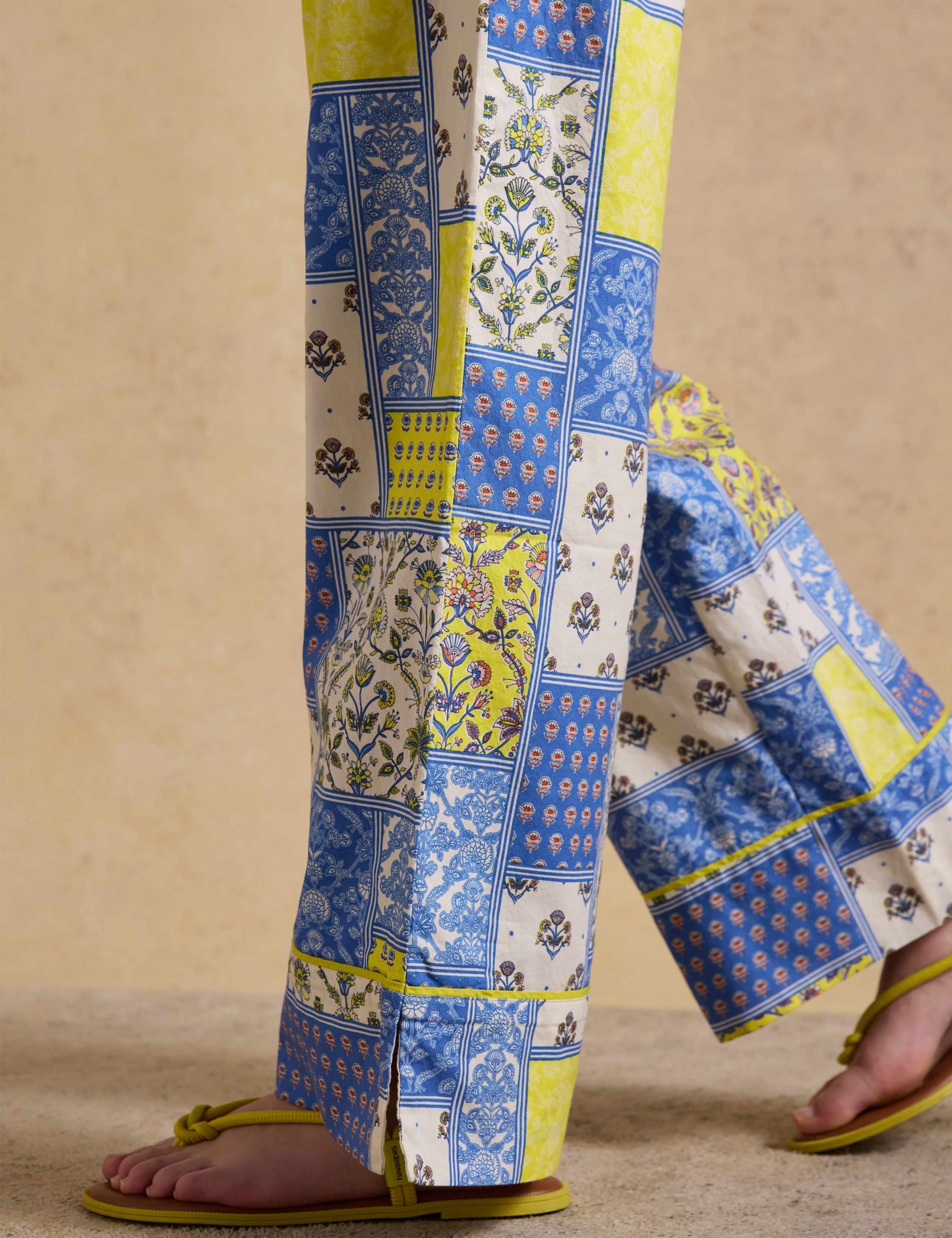 Pure Cotton Printed Wide Leg Trousers 7 of 8