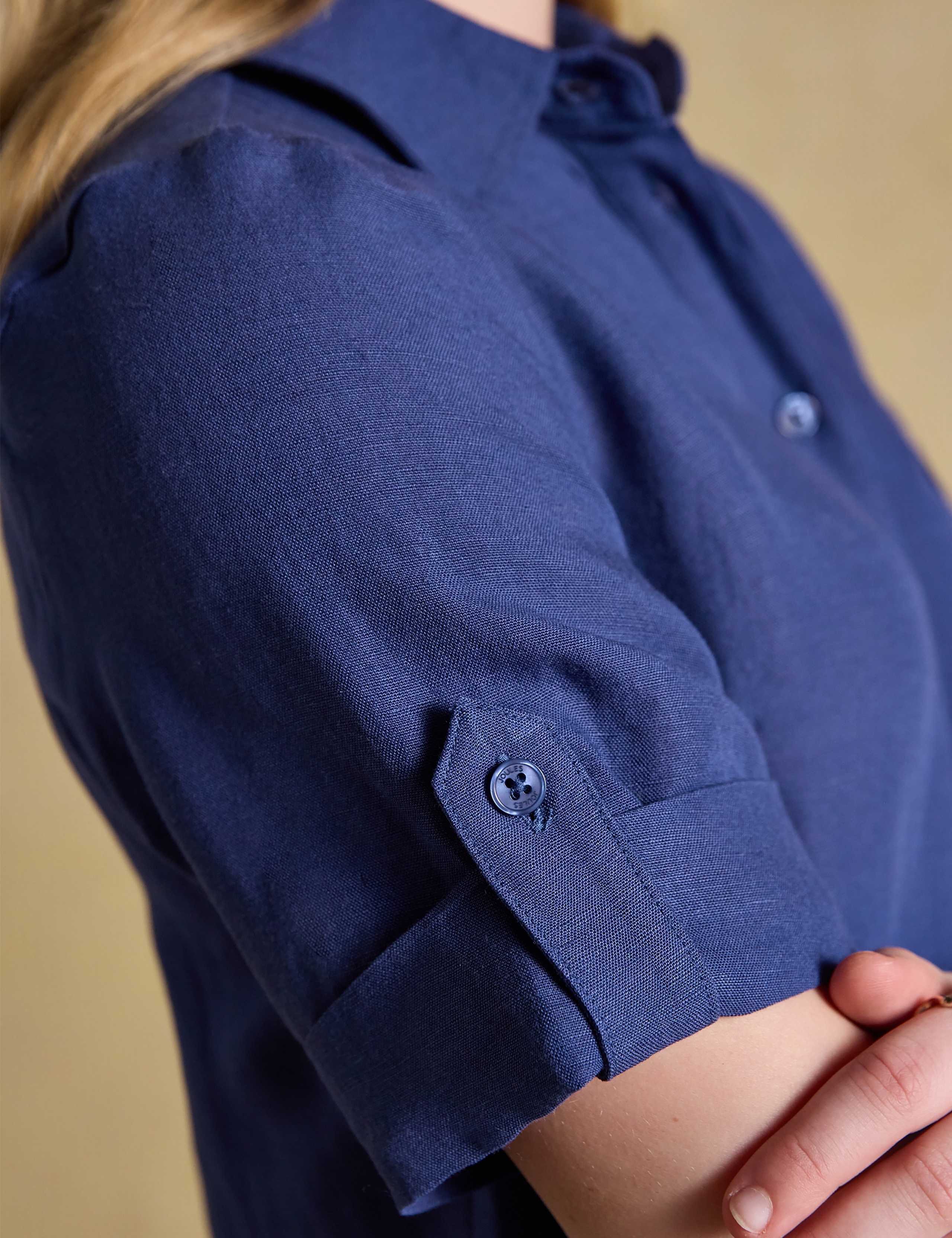 Linen Blend Mini Shirt Dress 3 of 7
