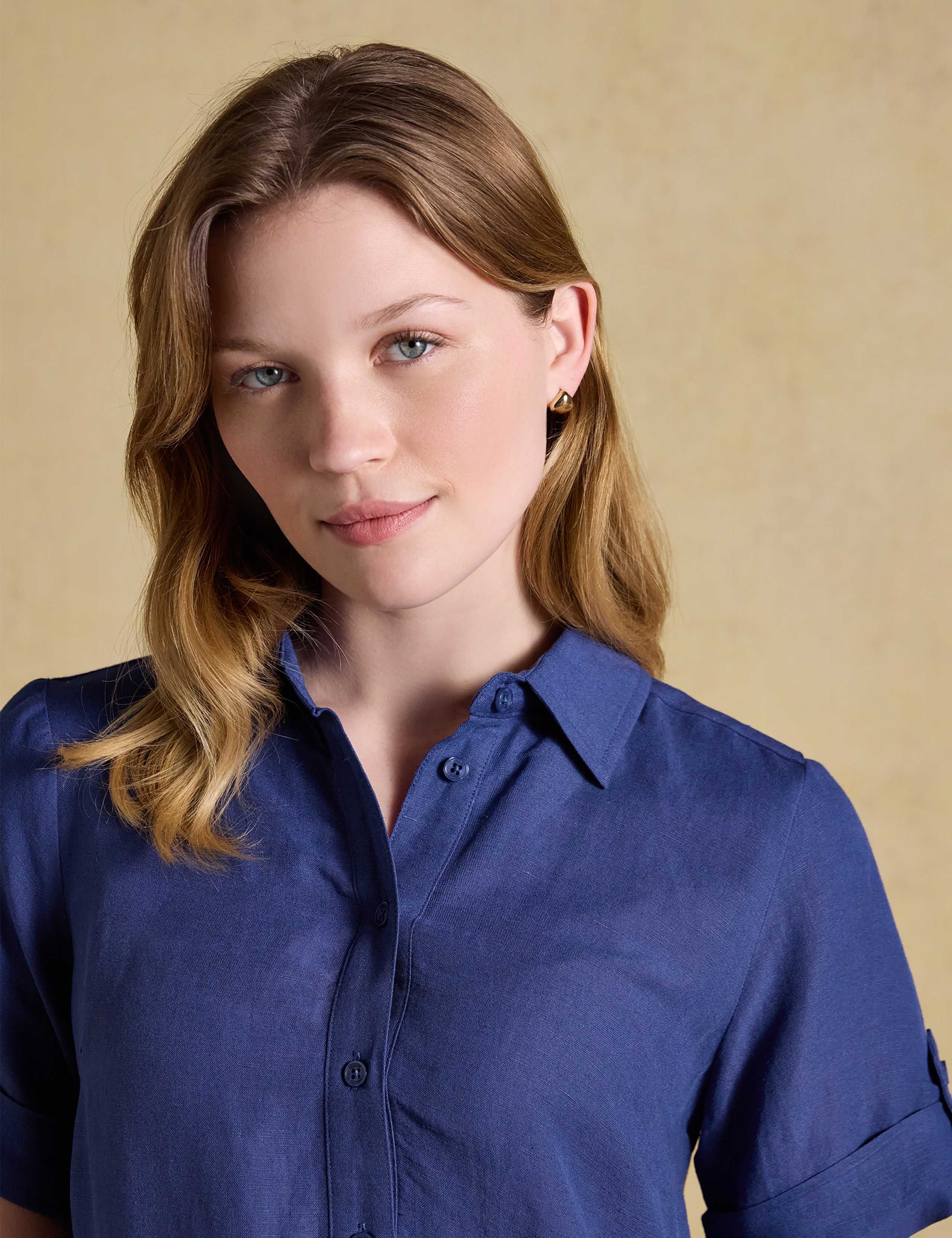 Linen Blend Mini Shirt Dress 5 of 7