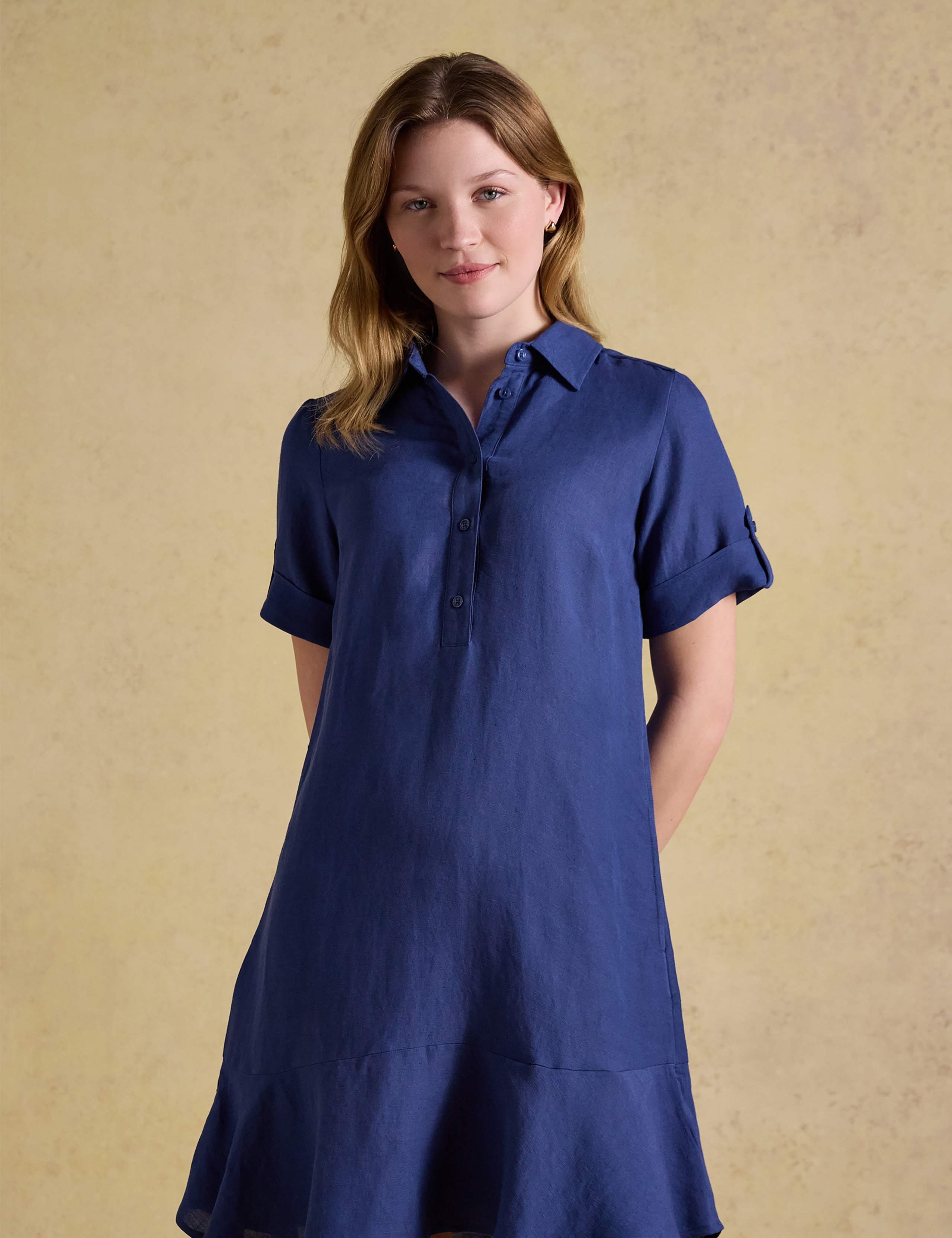 Linen Blend Mini Shirt Dress 7 of 7