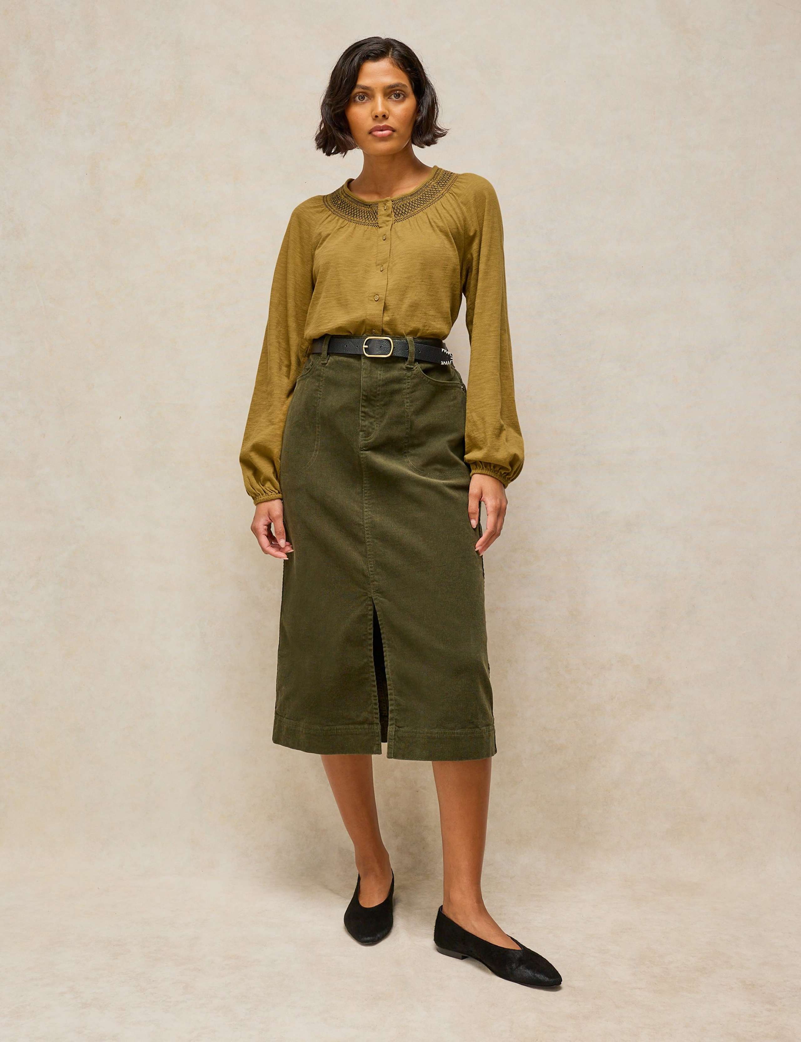 Suzie Pure Cotton Button Through Crew Neck Blouse 1 of 6