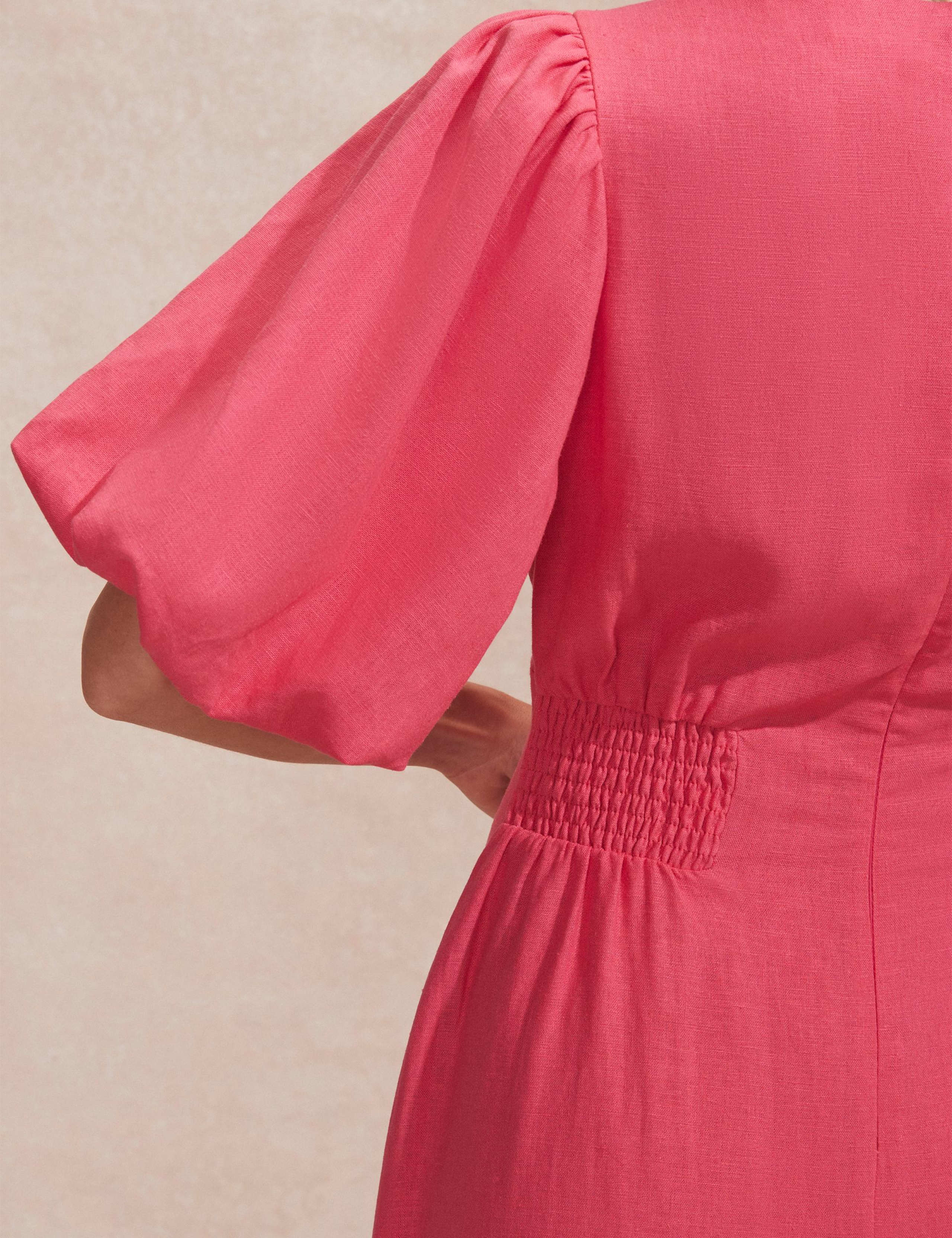 Linen Rich Pleated Midaxi Waisted Dress 5 of 5