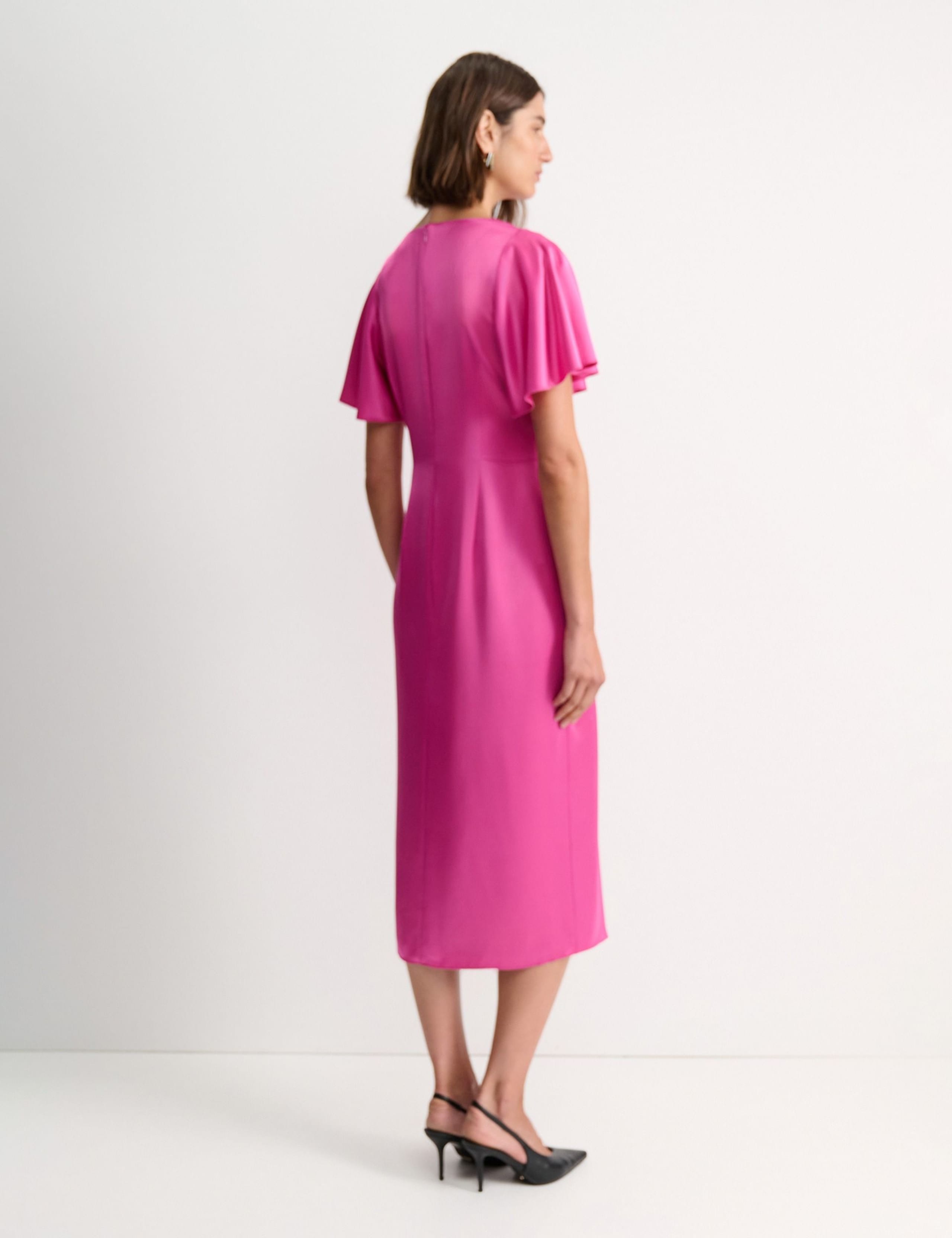 Ruffle Angel Sleeve Midi Waisted Dress 4 of 4