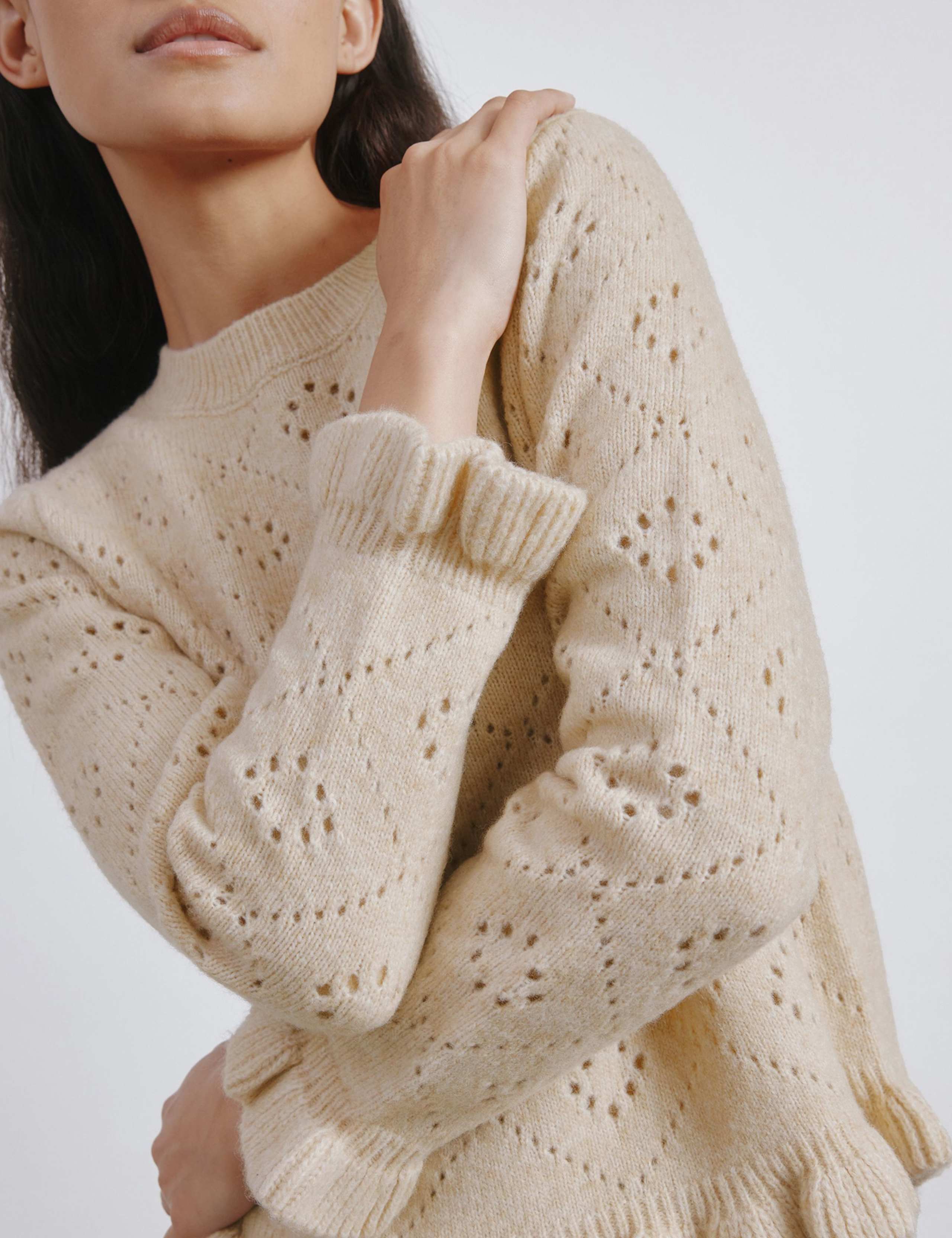 Wool Blend Pointelle Ruffle Jumper 5 of 5