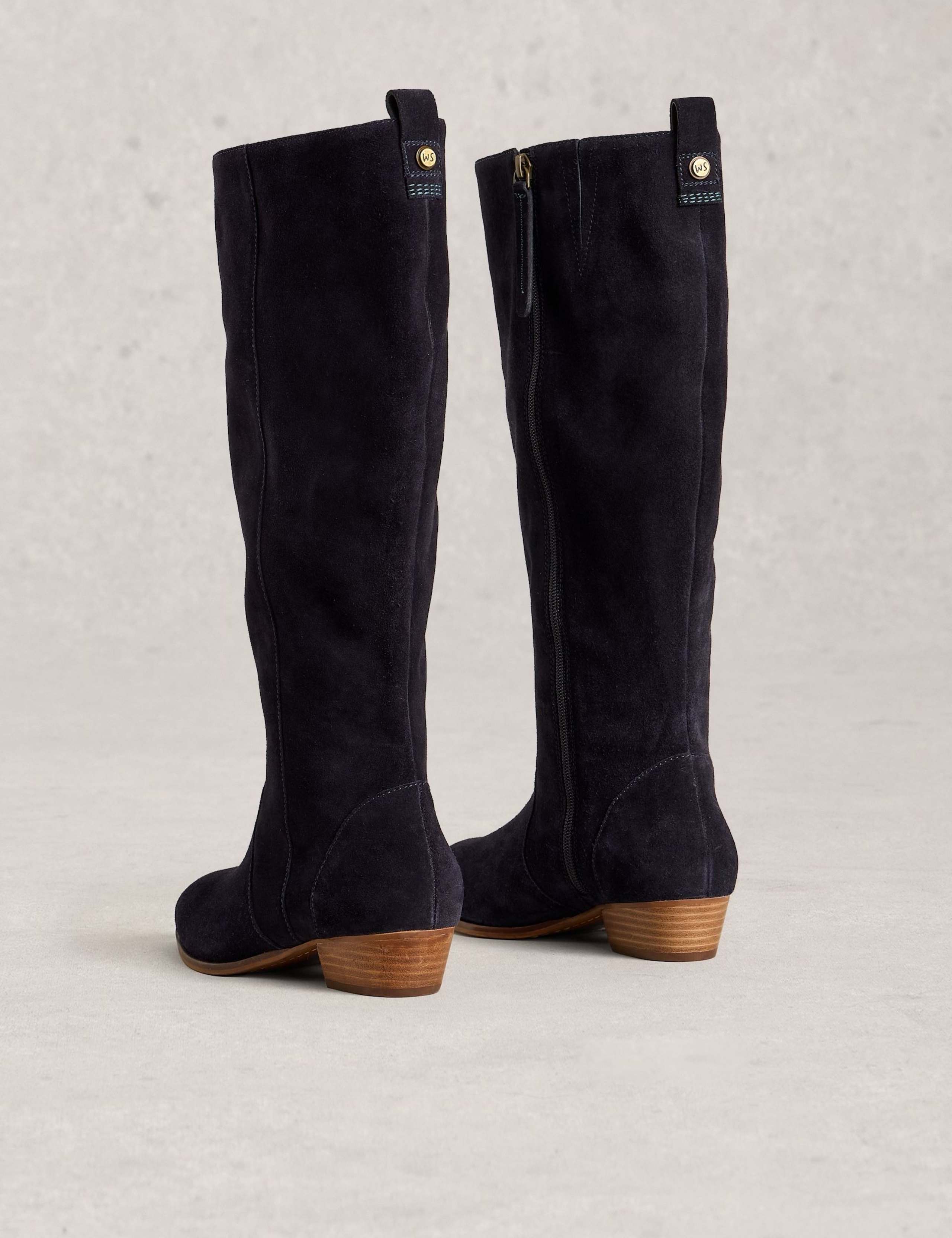 Wide Fit Suede Block Heel Knee High Boots 3 of 4