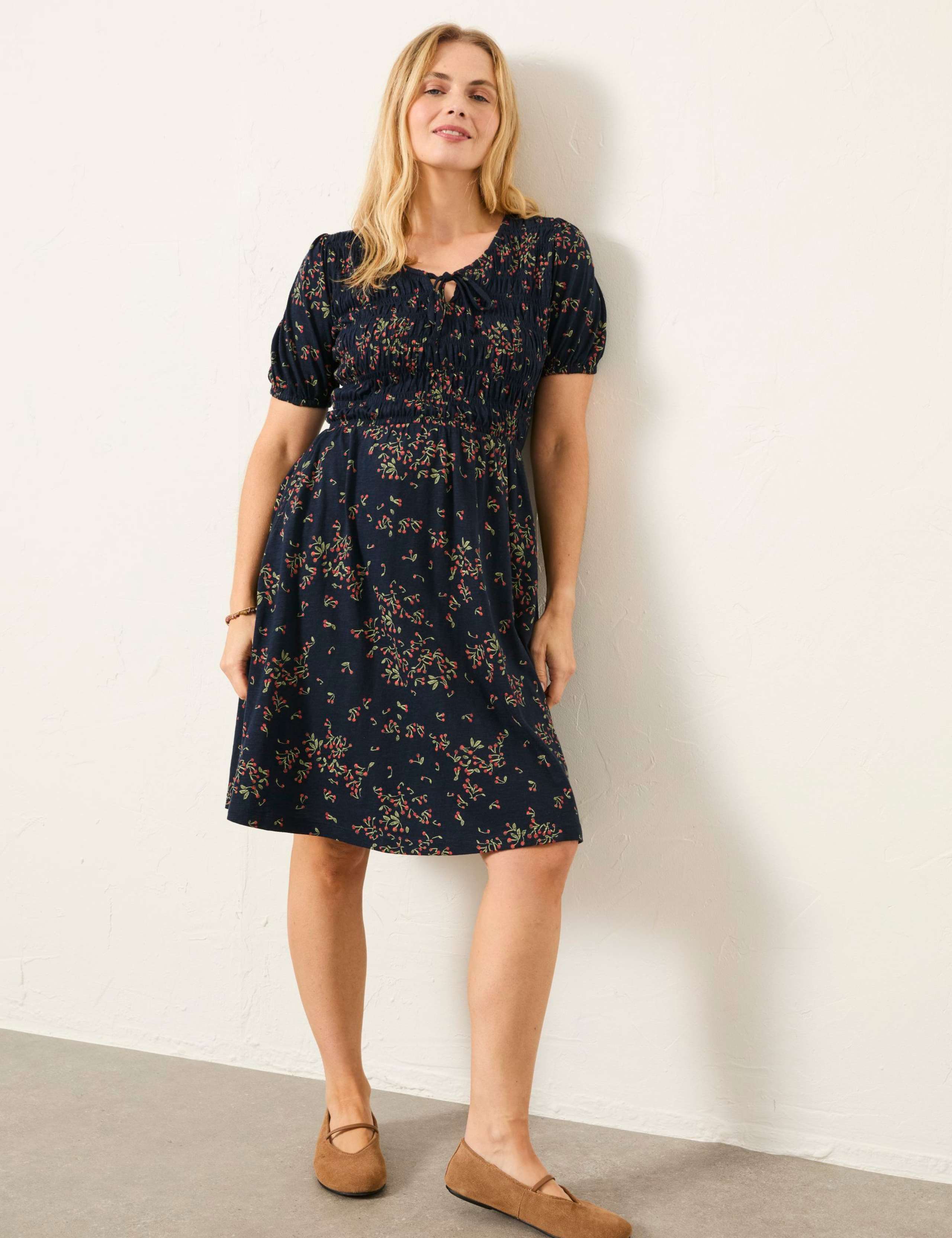 Cotton Rich Printed Skater Dress 1 of 5