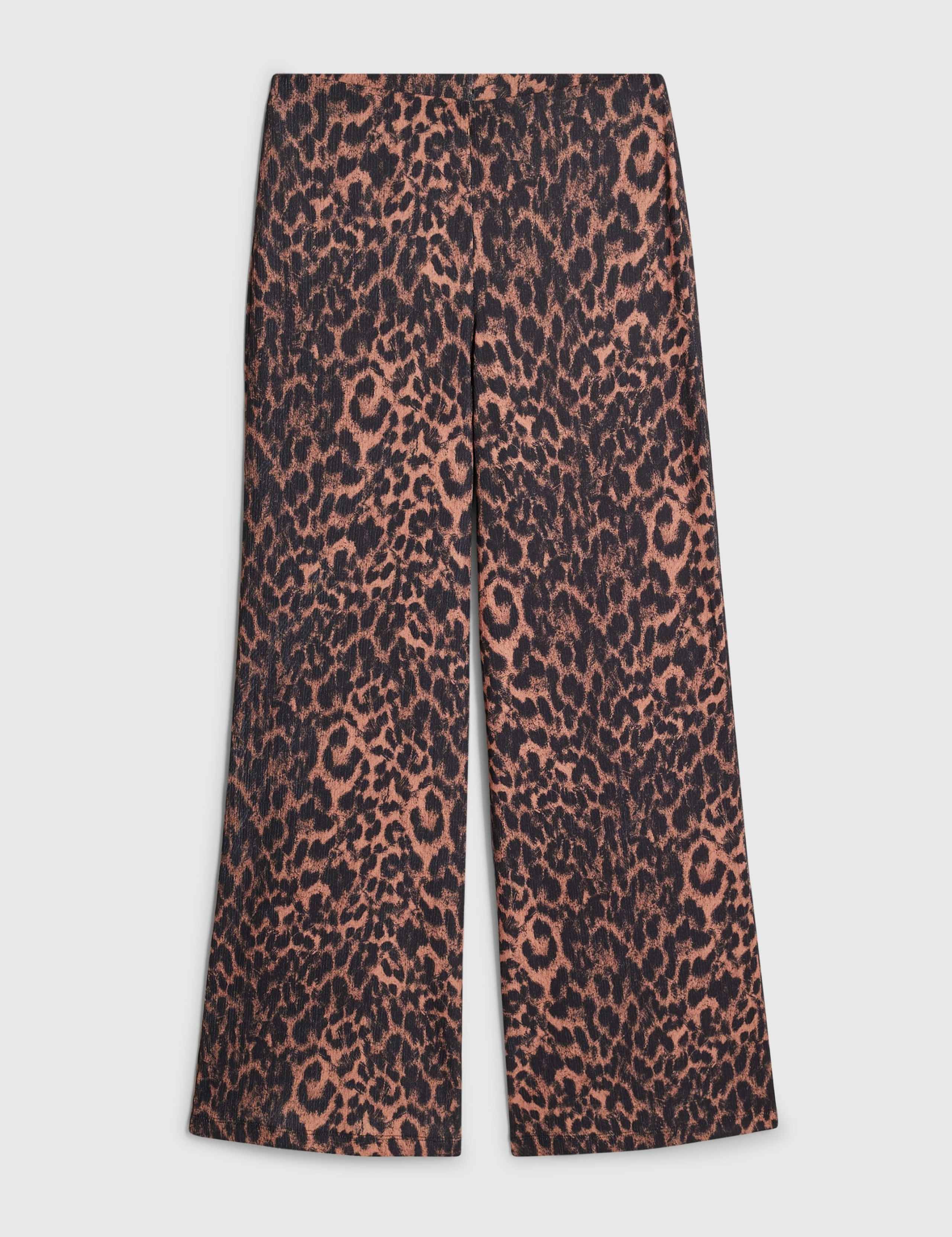 Textured Leopard Print Wide Leg Trousers 2 of 6