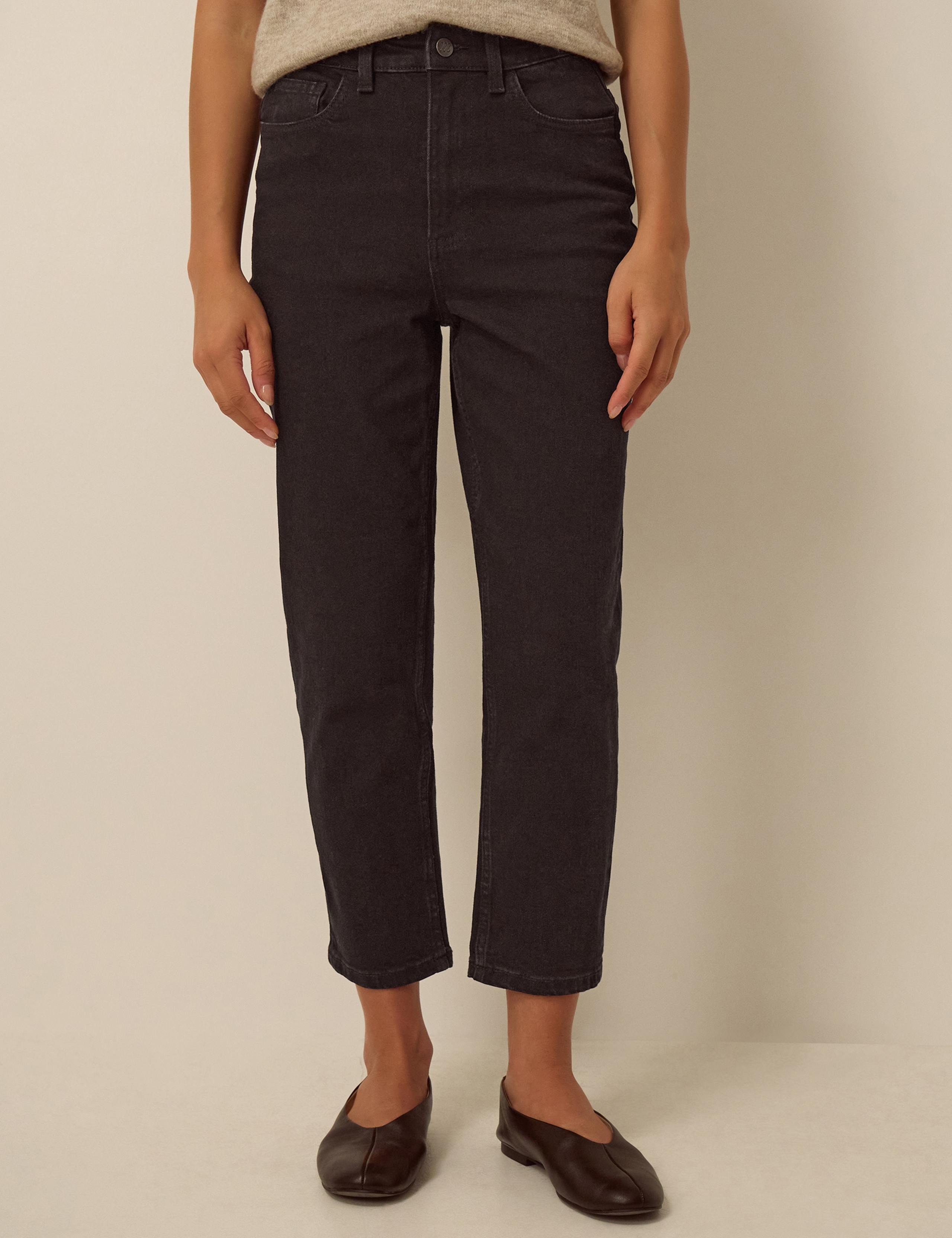 Cotton Rich High Waisted Cropped Cigarette Jeans 3 of 5