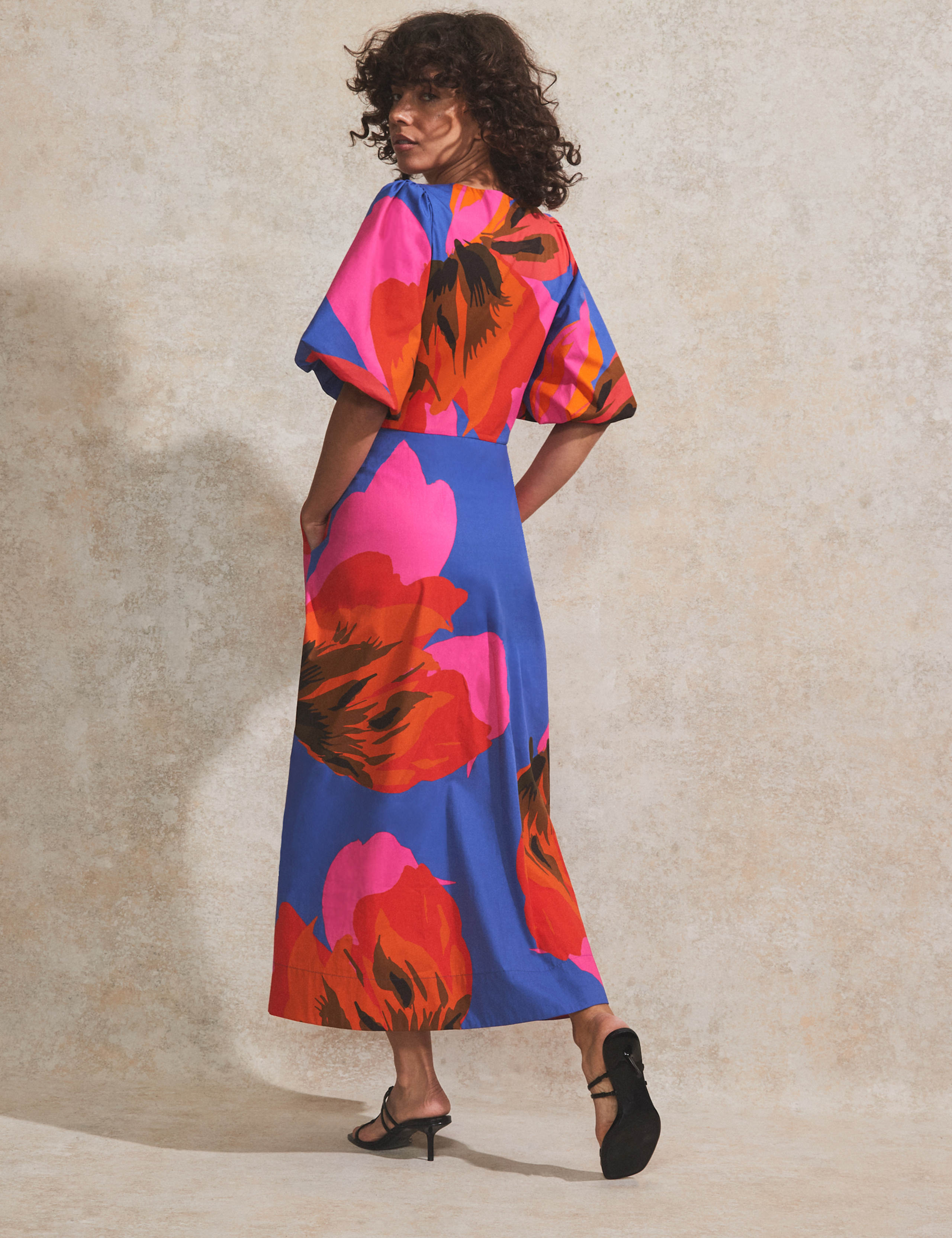 Pure Cotton Floral V-Neck Midaxi Swing Dress 2 of 4