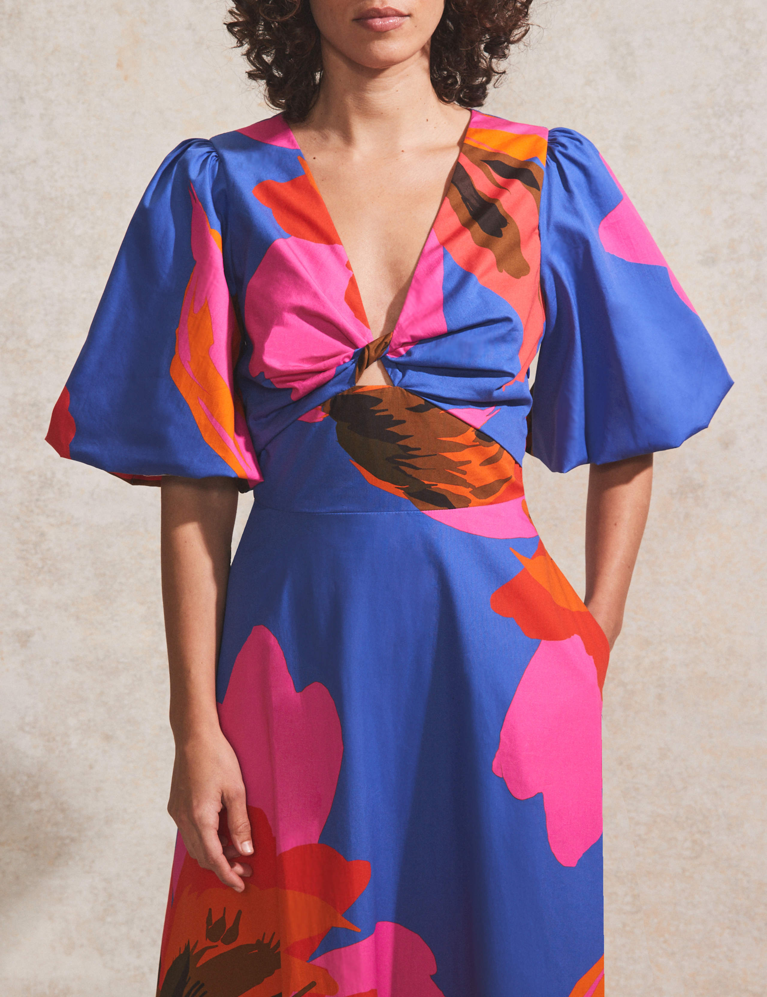 Pure Cotton Floral V-Neck Midaxi Swing Dress 4 of 4