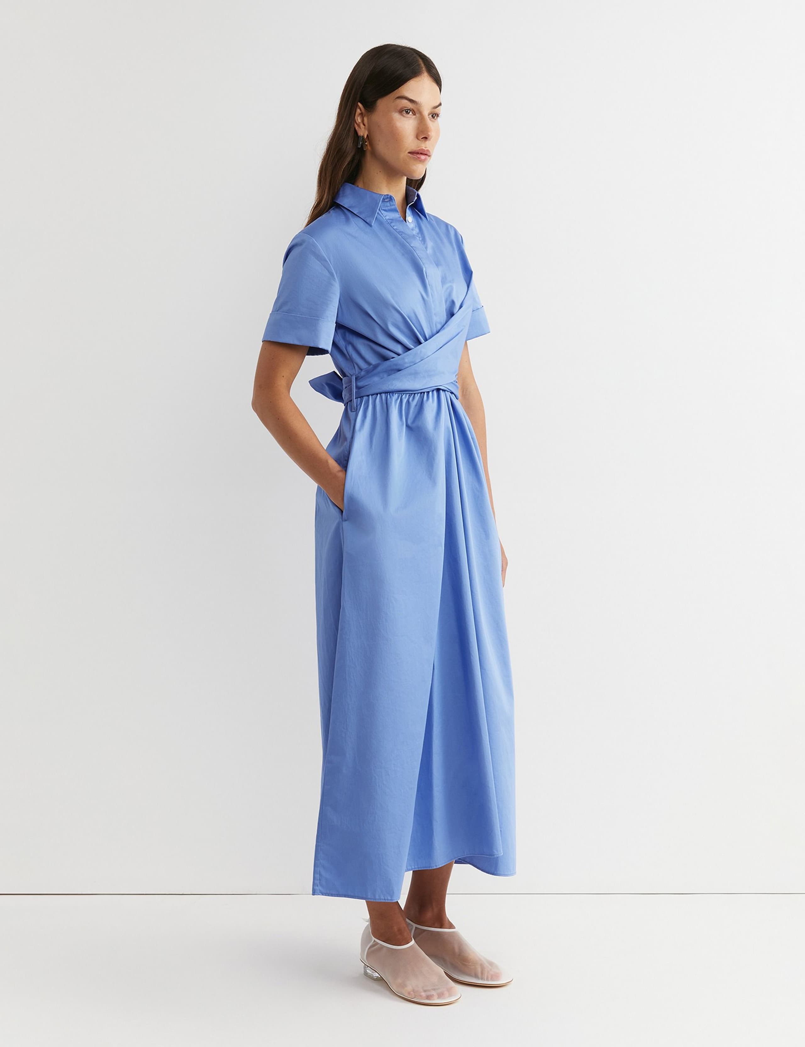 Pure Cotton Midi Shirt Dress 2 of 5