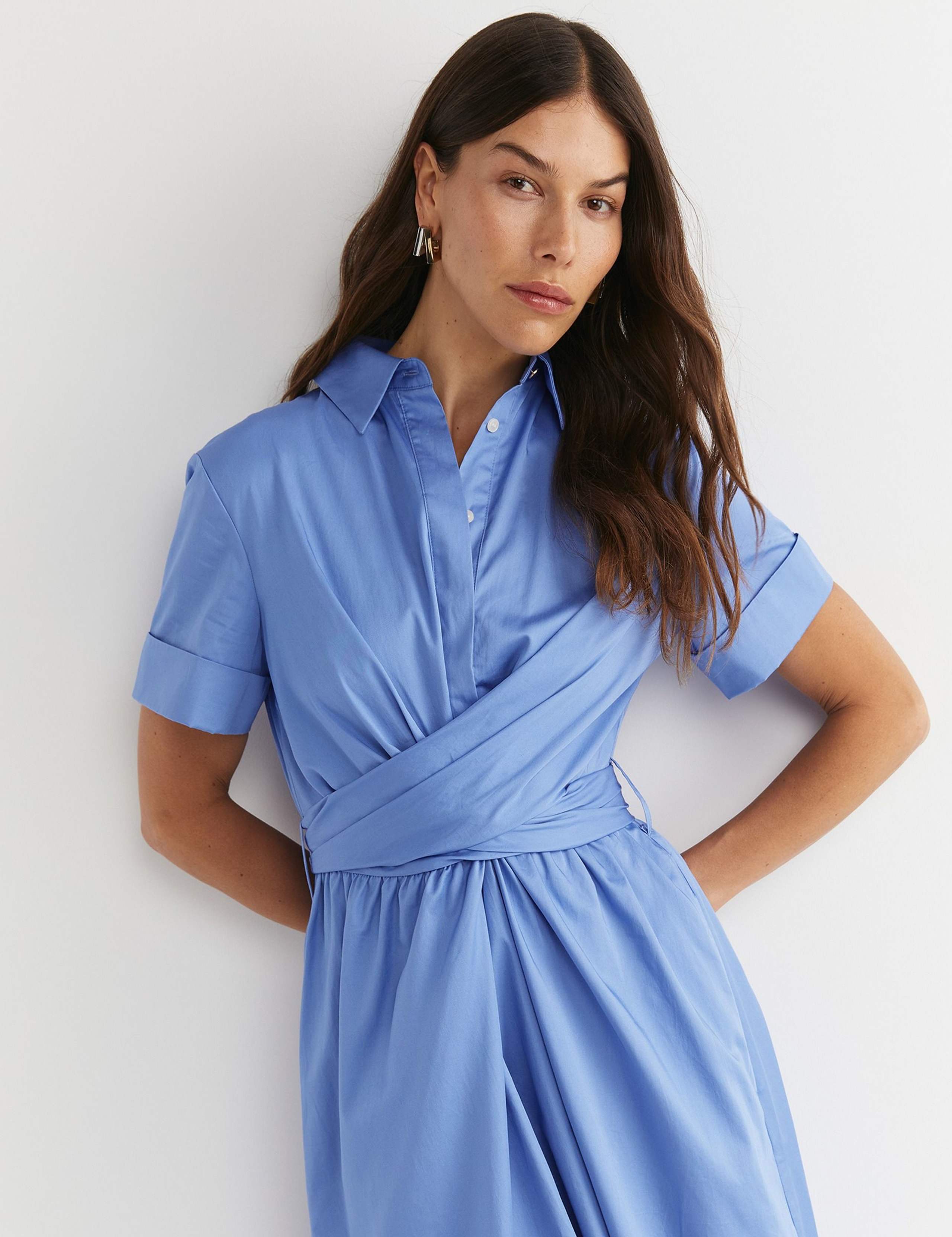 Pure Cotton Midi Shirt Dress 3 of 5