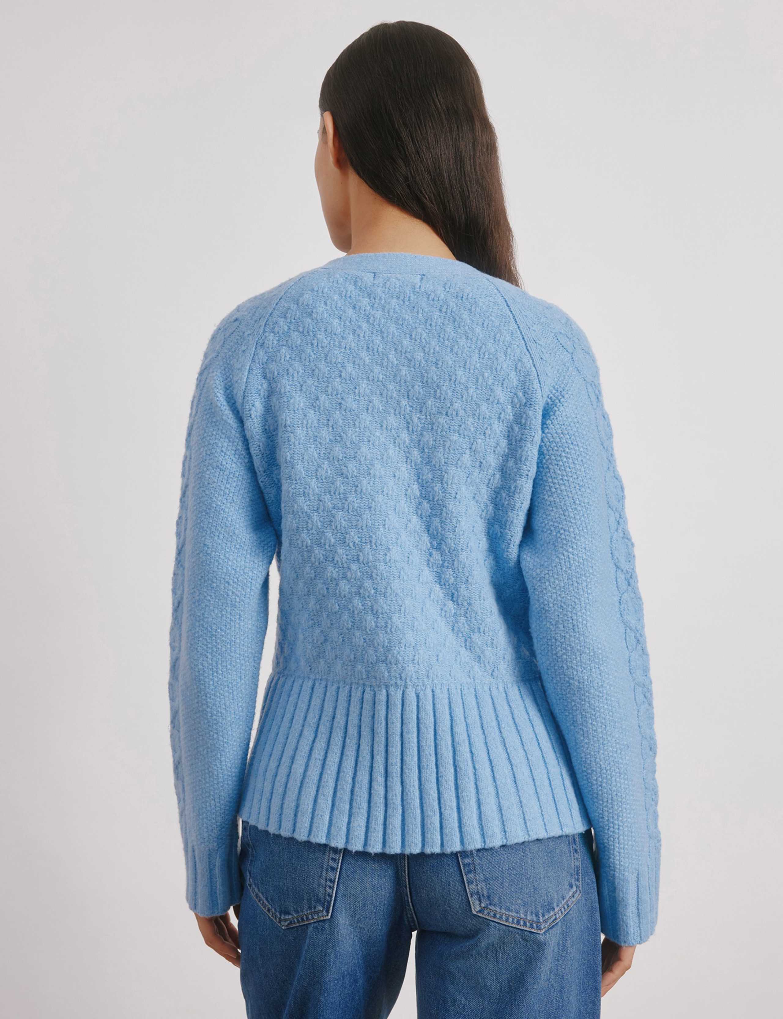 Cable Knit Peplum Cardigan with Wool 3 of 4