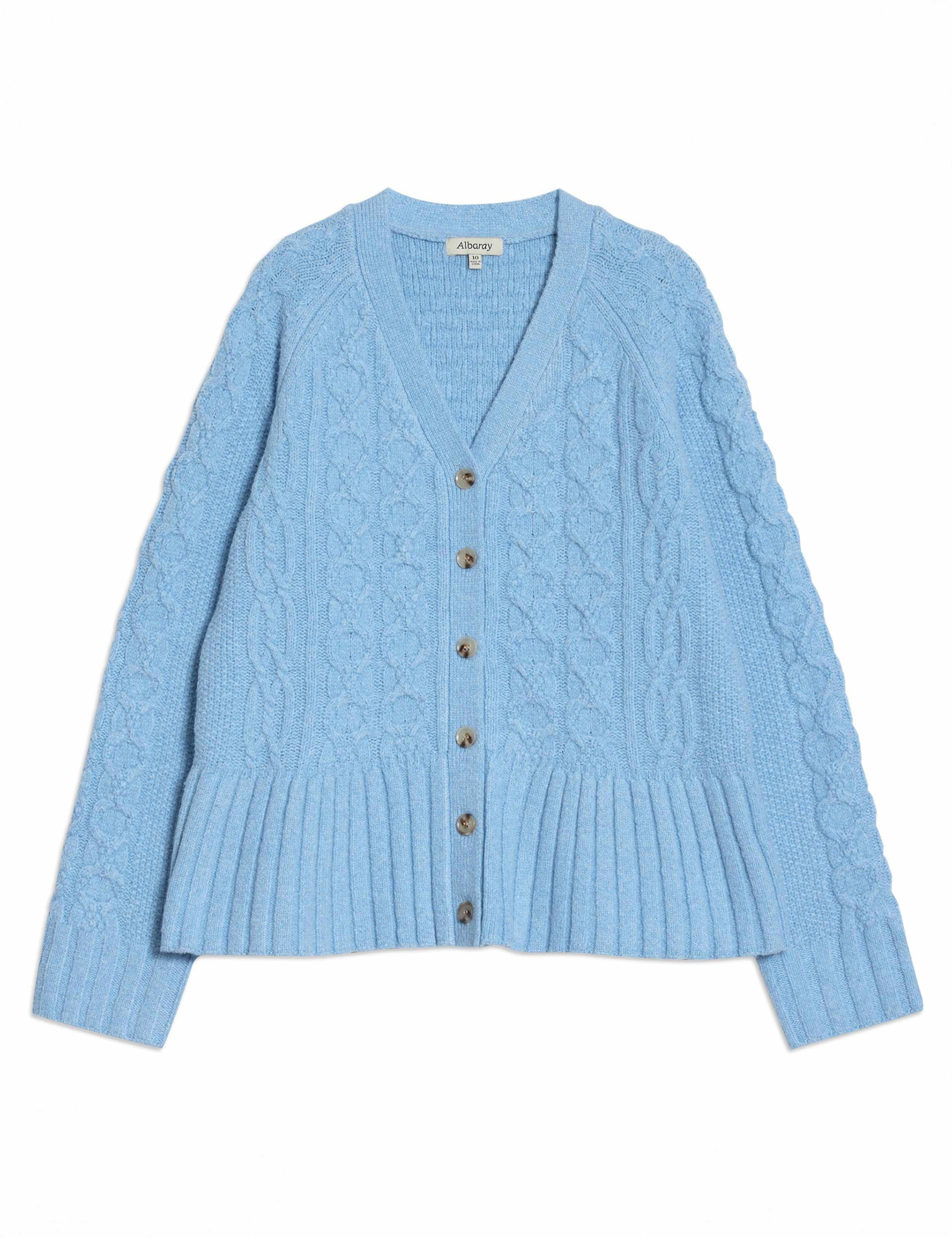 Cable Knit Peplum Cardigan with Wool 2 of 4