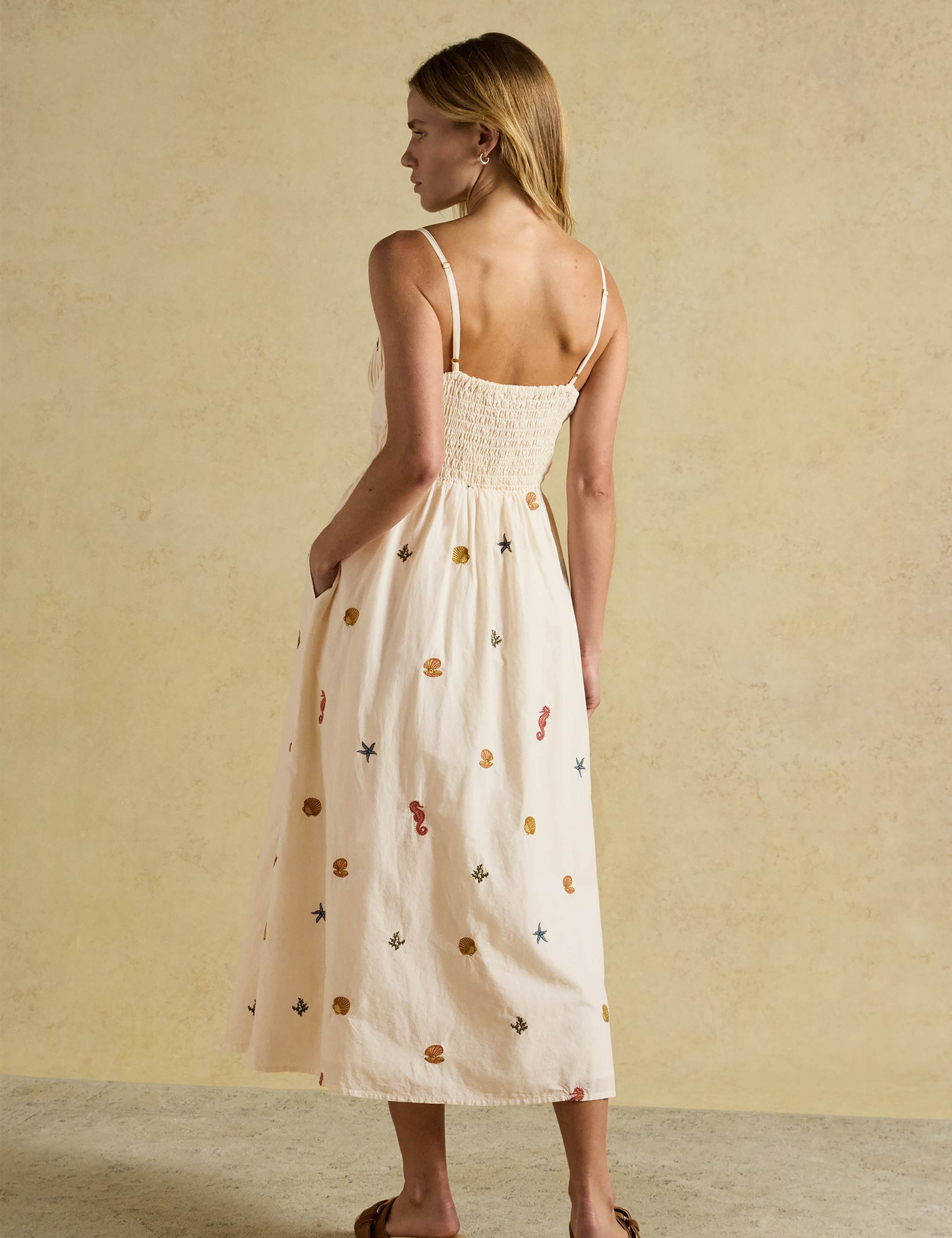 Pure Cotton Embroidered Midi Skater Dress 4 of 8