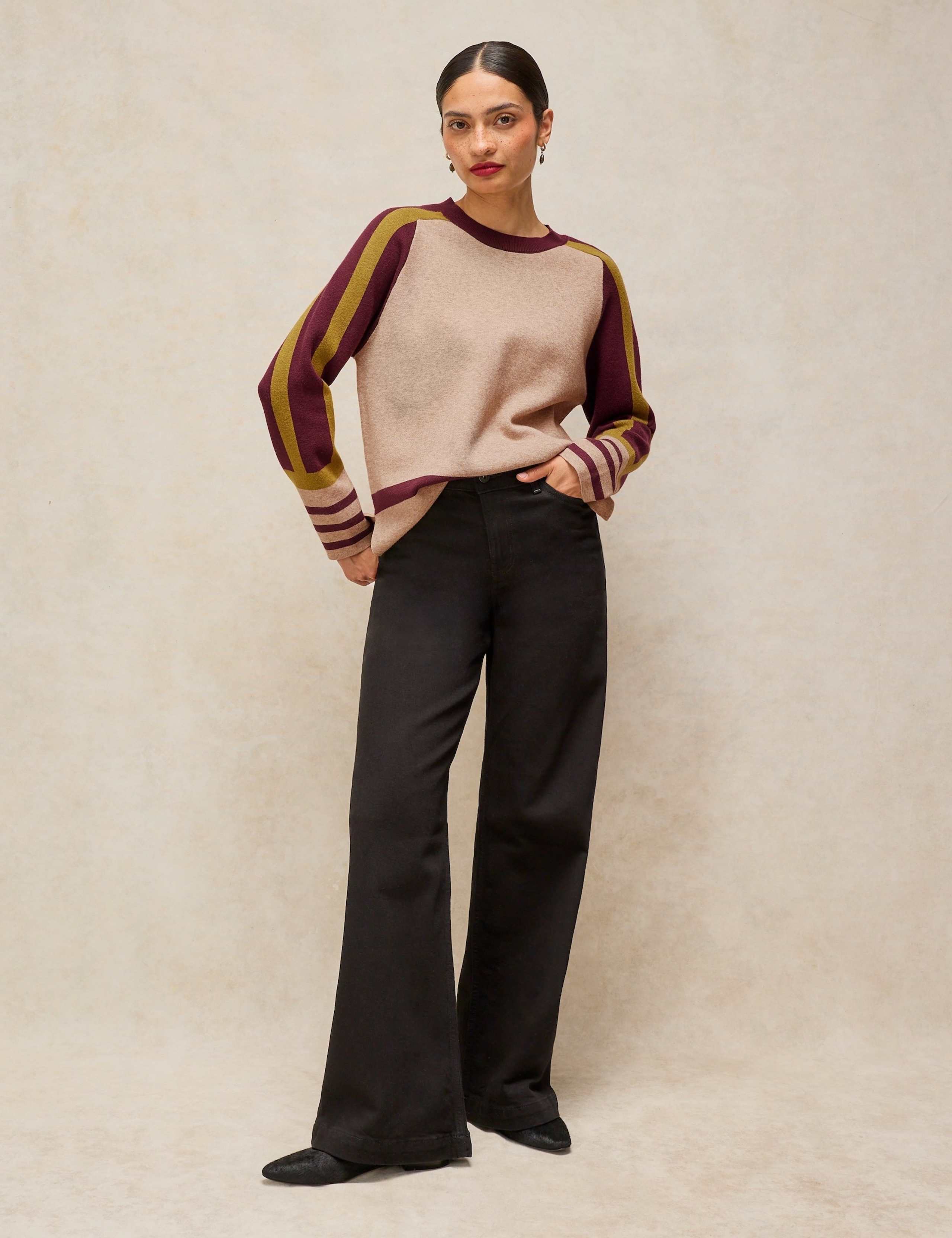 Colour Block Striped Sleeve Jumper 3 of 6