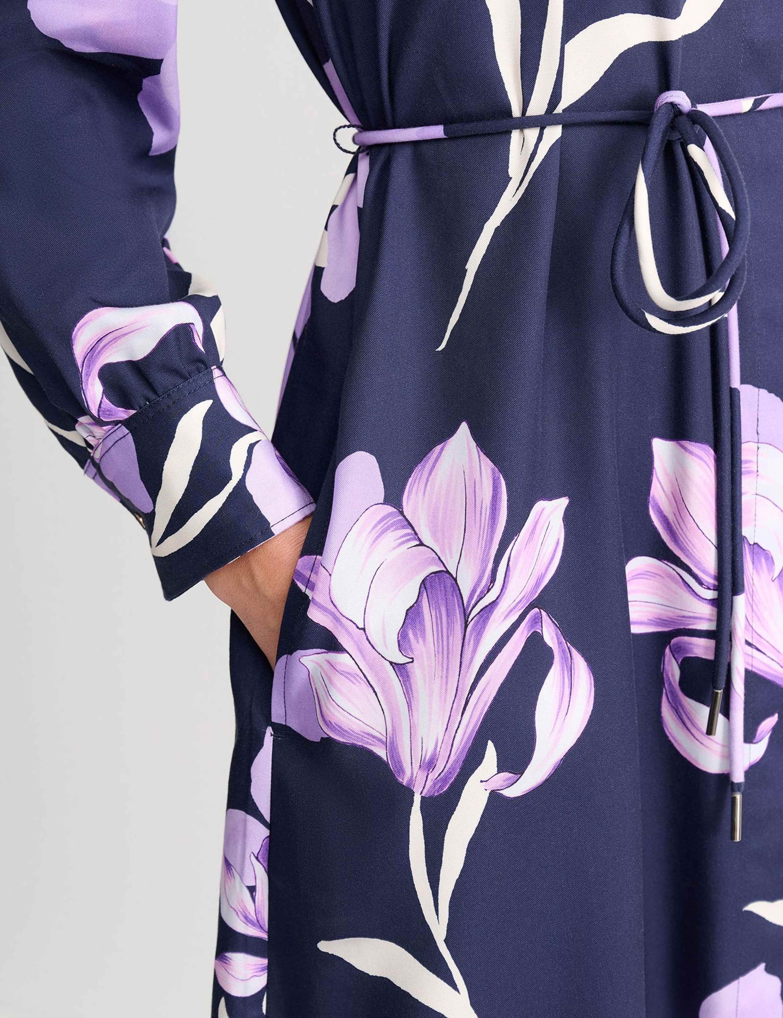 Pure Lyocell Floral Belted Midi Shirt Dress 2 of 6