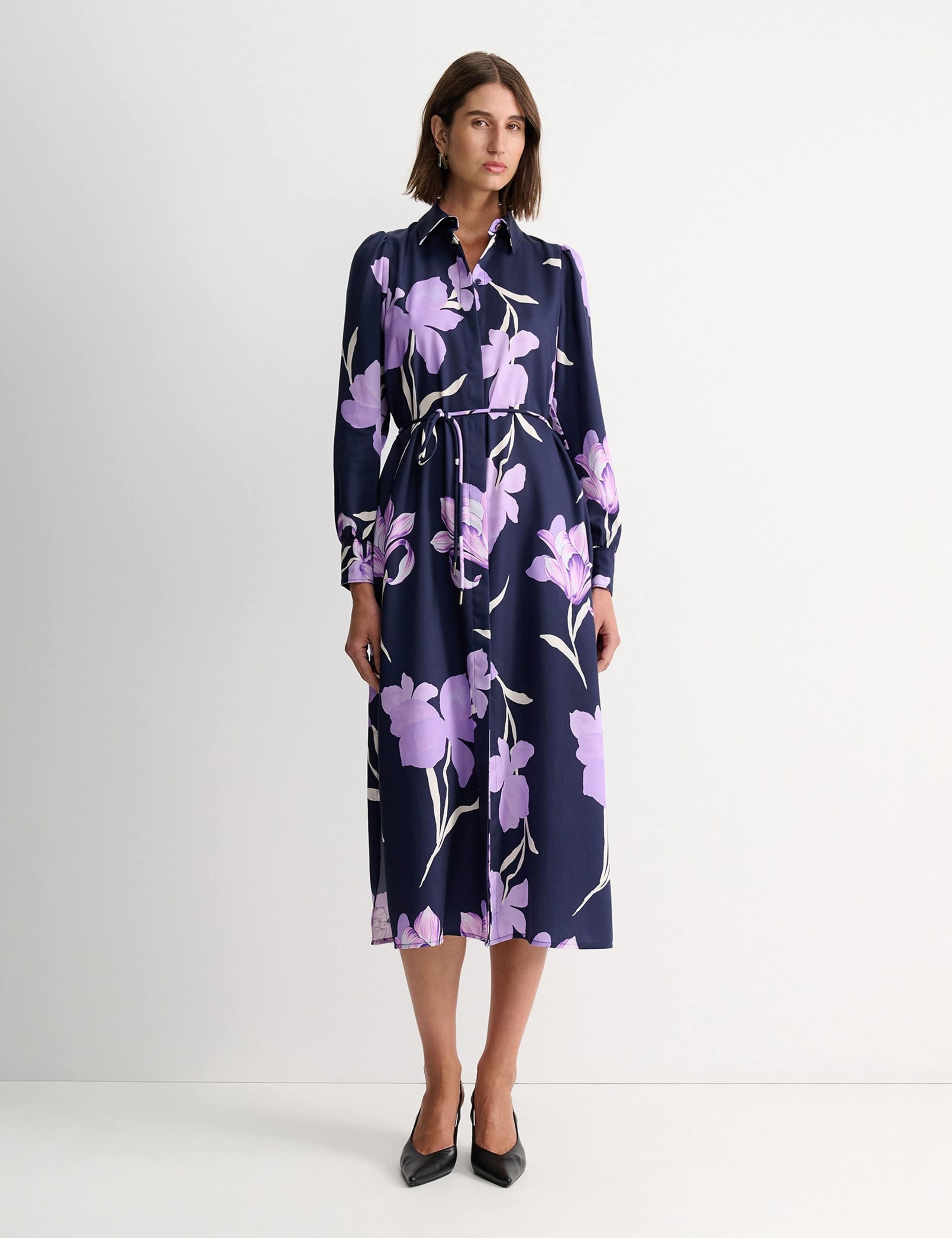 Pure Lyocell Floral Belted Midi Shirt Dress 3 of 6