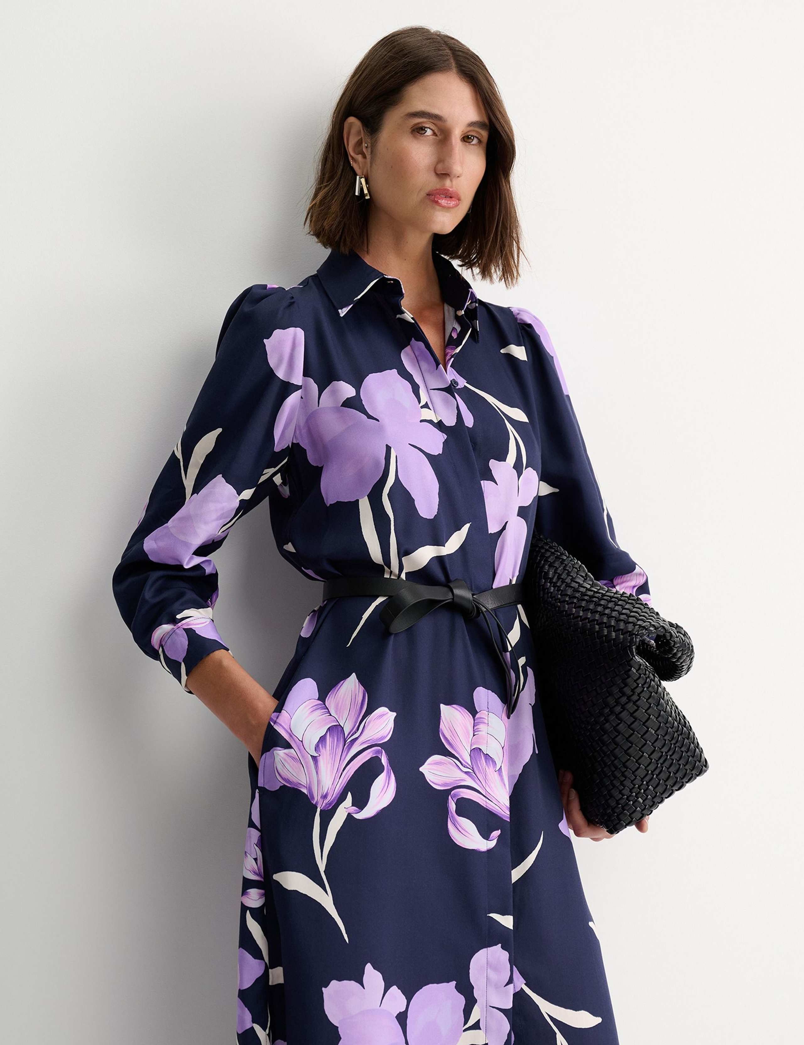 Pure Lyocell Floral Belted Midi Shirt Dress 4 of 6