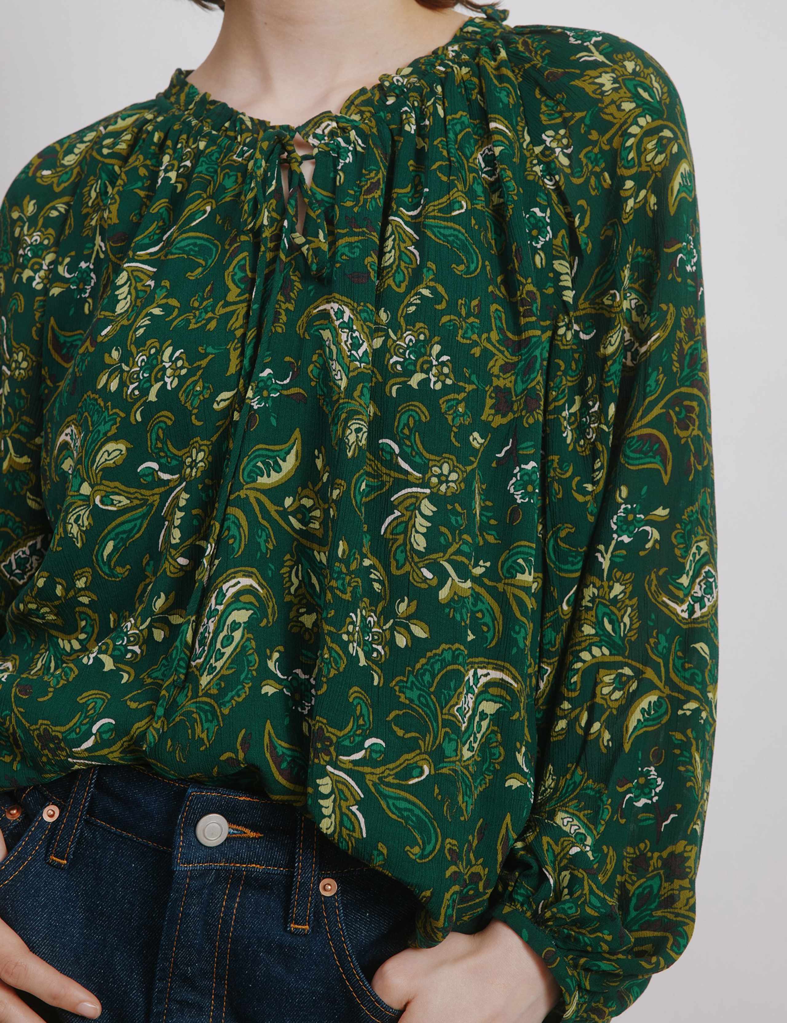 Paisley Tie Neck Top 3 of 4