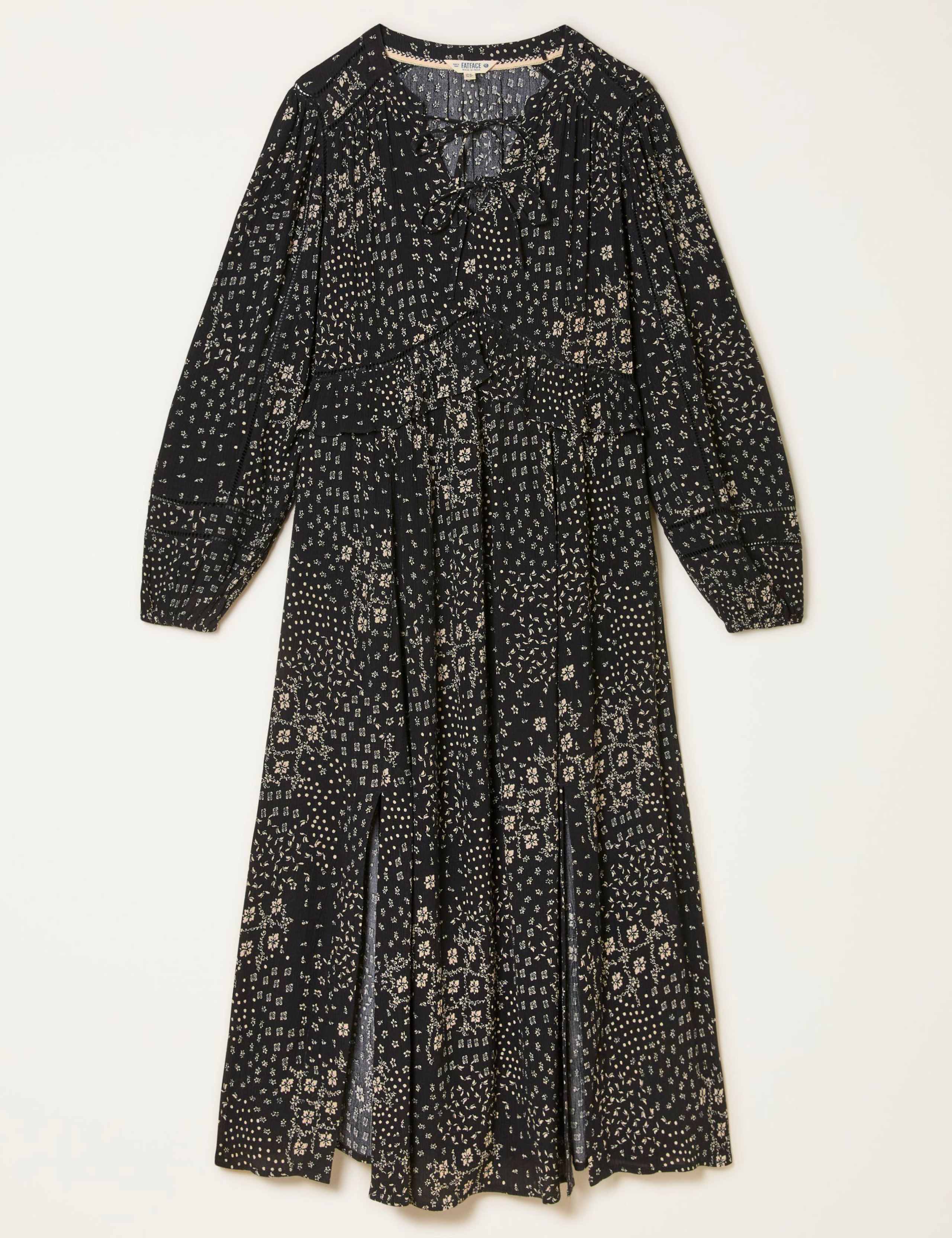 Floral Tie Neck Midi Skater Dress 2 of 7