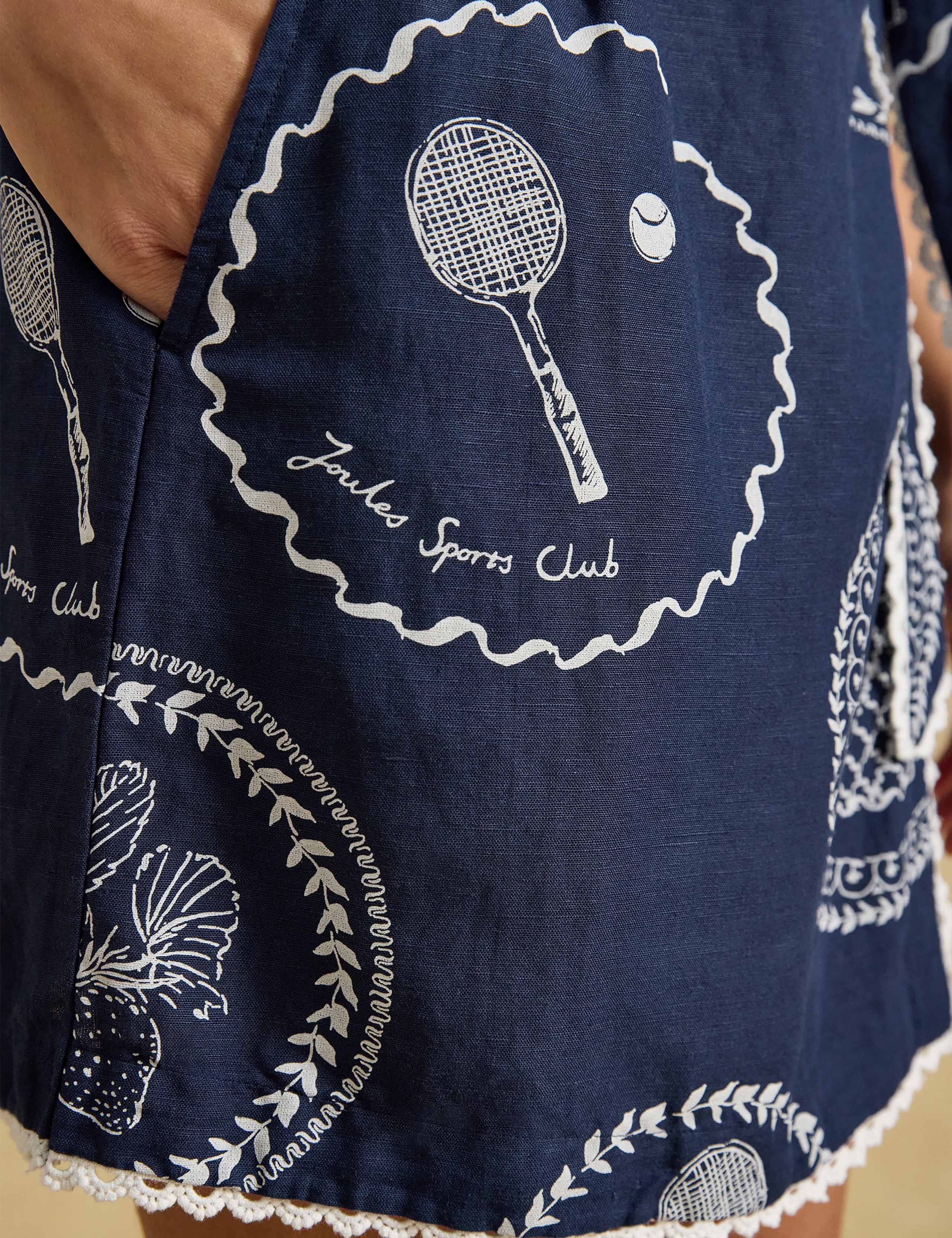 Linen Blend Tennis Print Mini Wrap Skirt 5 of 6