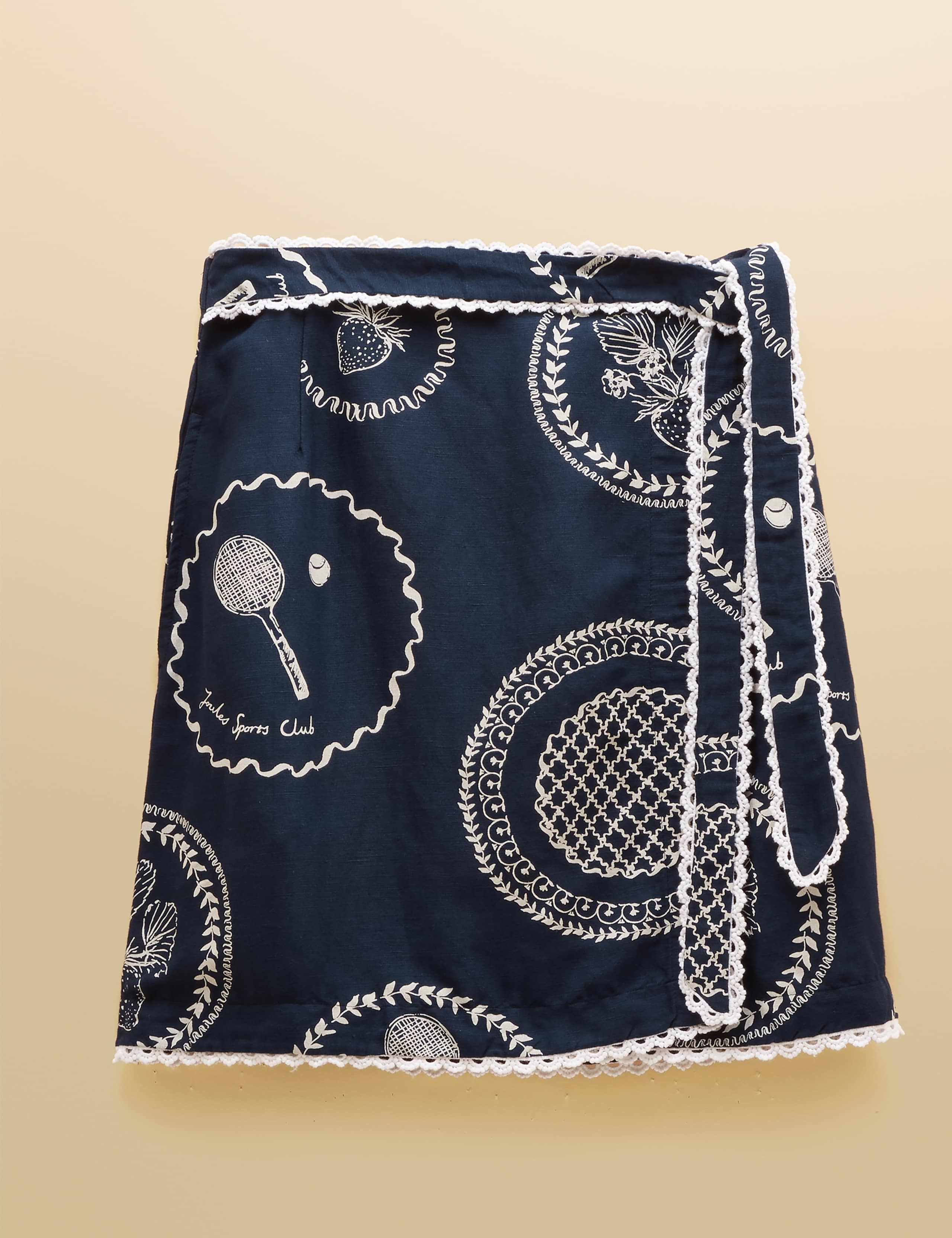 Linen Blend Tennis Print Mini Wrap Skirt 2 of 6