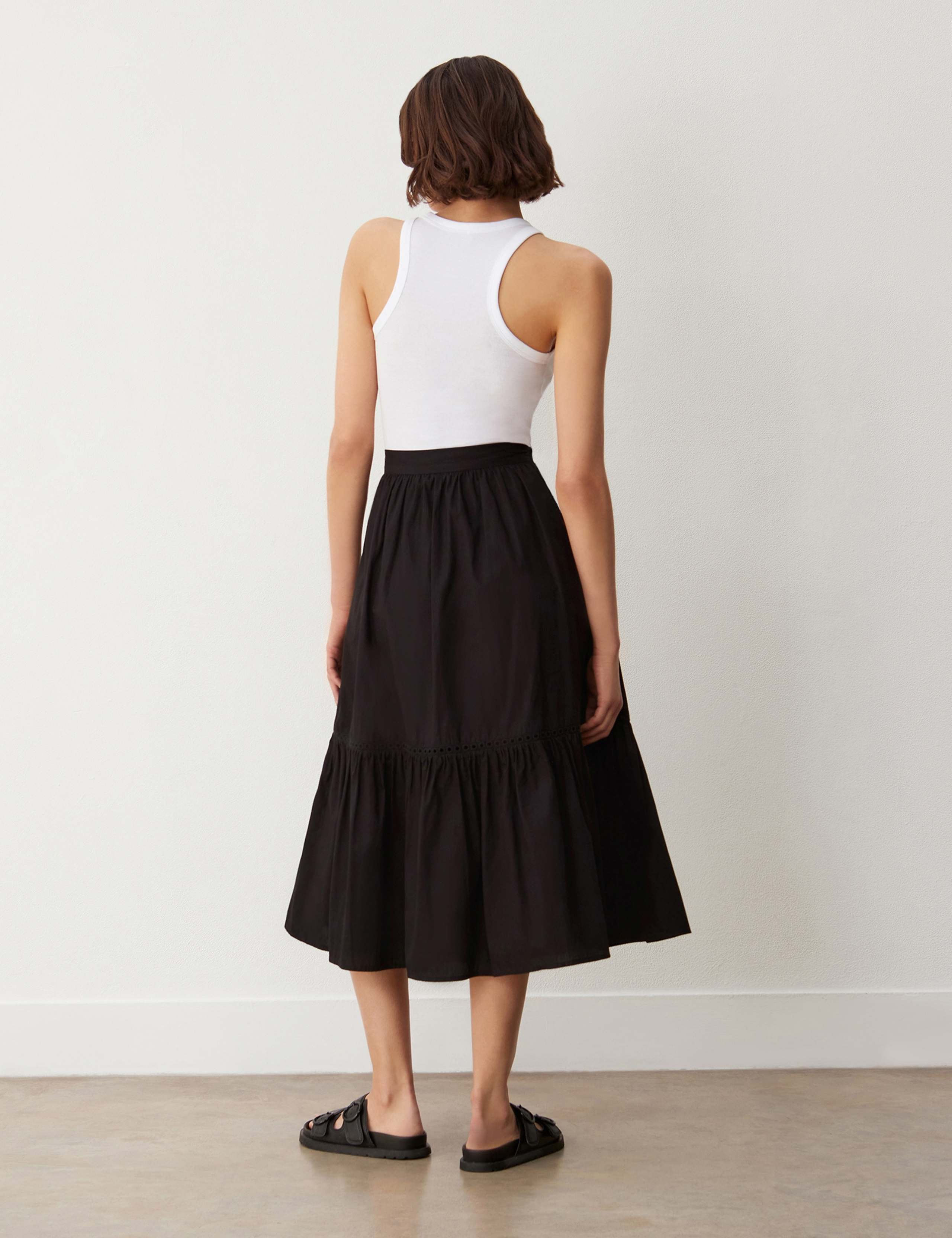 Pure Cotton Midi Tiered Skirt 2 of 4