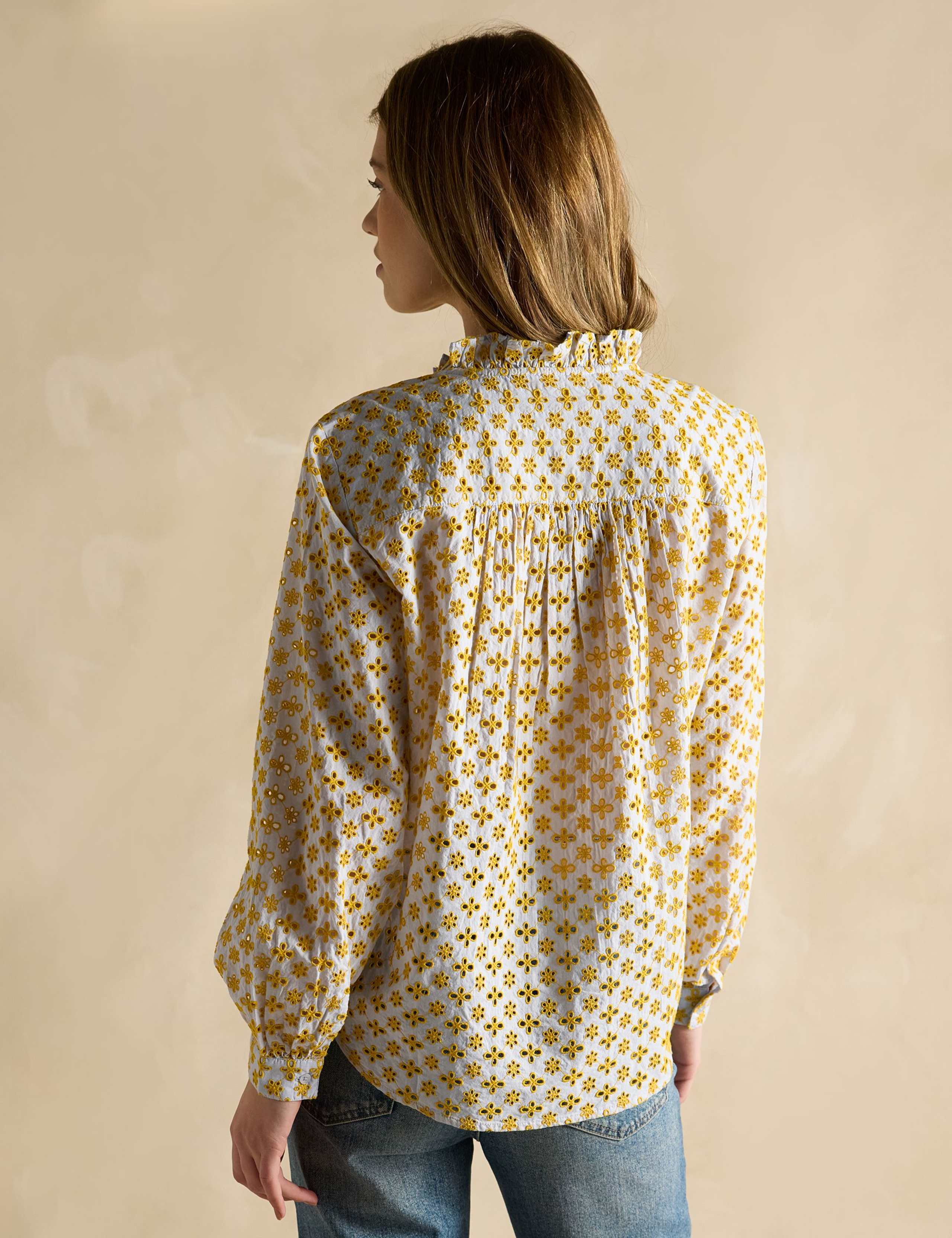 Pure Cotton Broderie Frill Detail Blouse 5 of 7