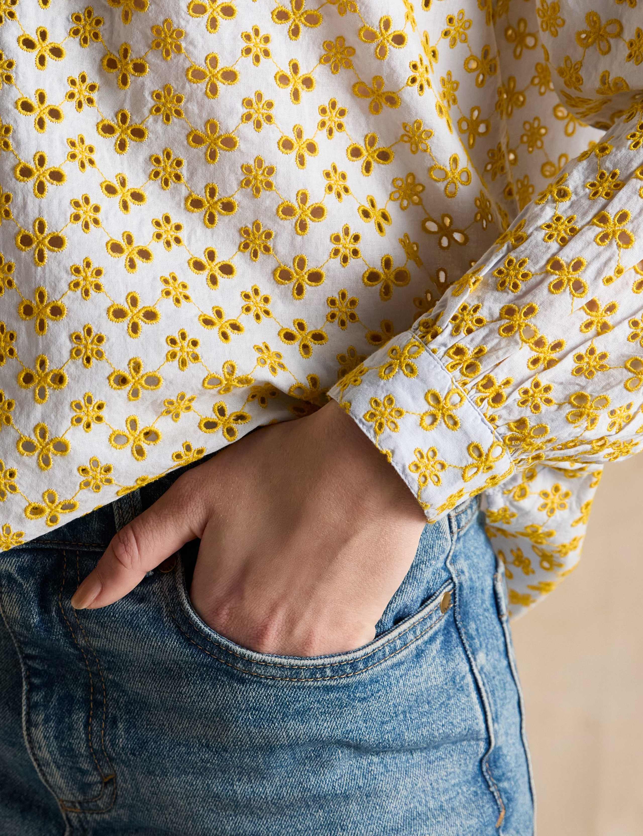 Pure Cotton Broderie Frill Detail Blouse 7 of 7