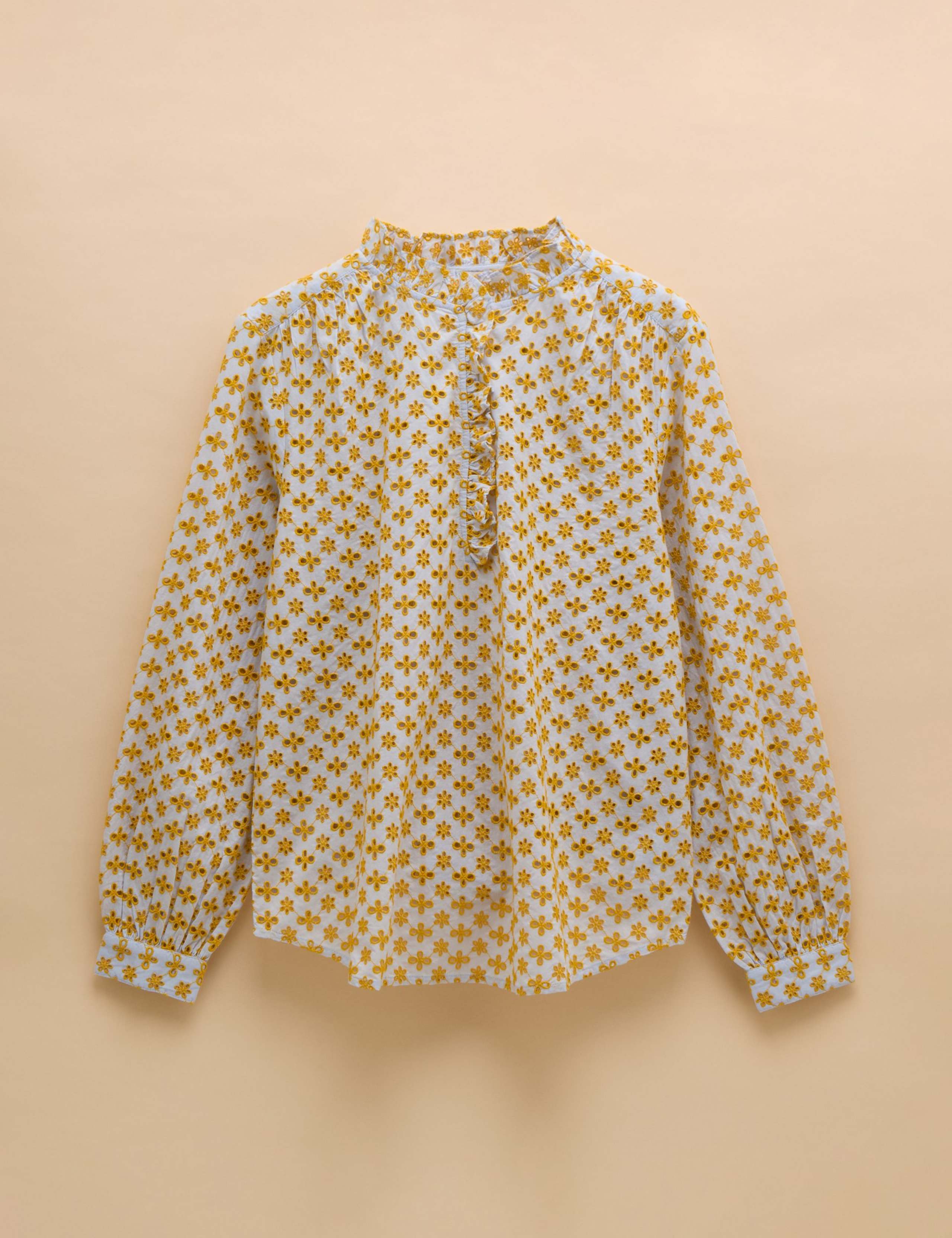 Pure Cotton Broderie Frill Detail Blouse 2 of 7