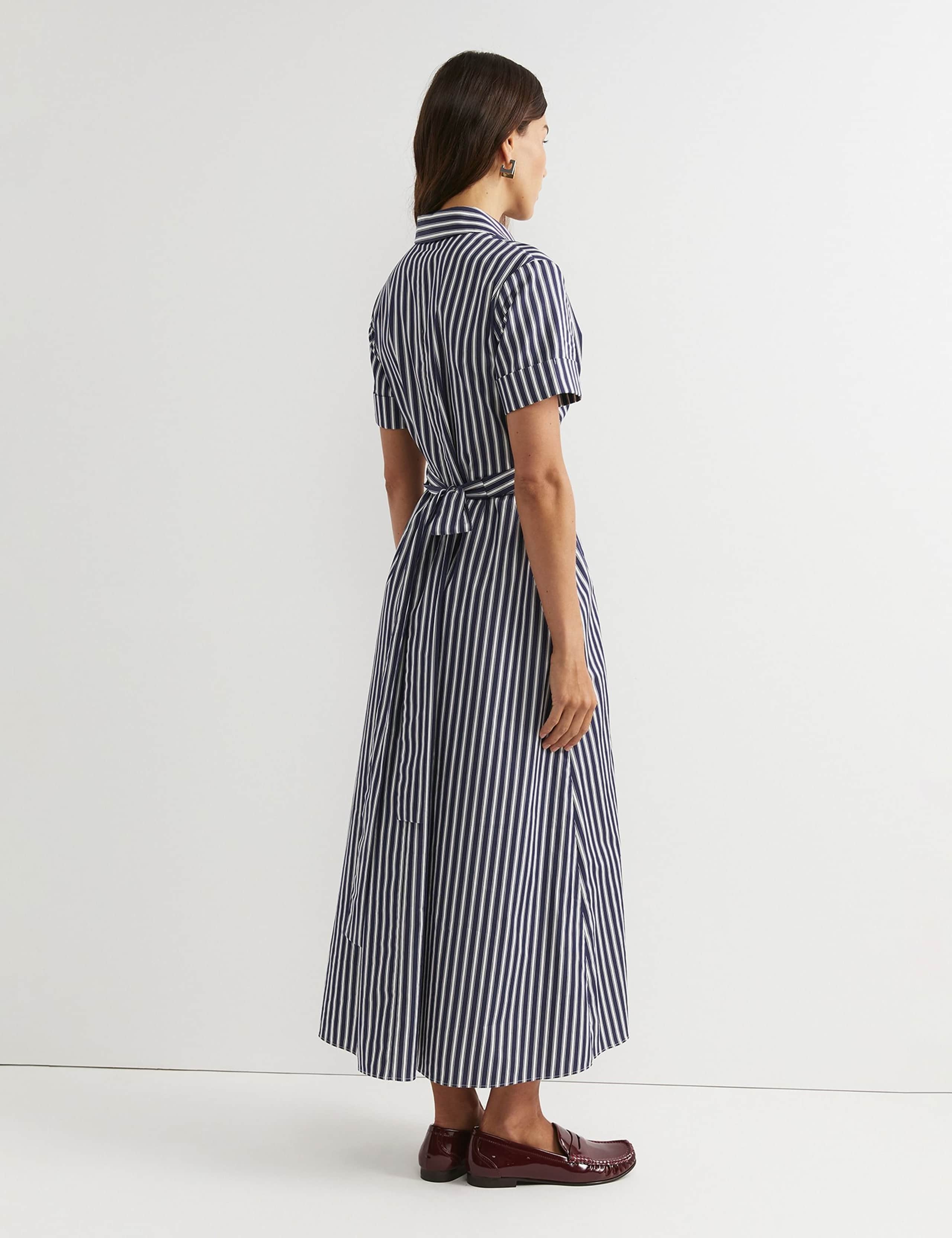 Pure Cotton Striped Twist Maxi Shirt Dress 3 of 5