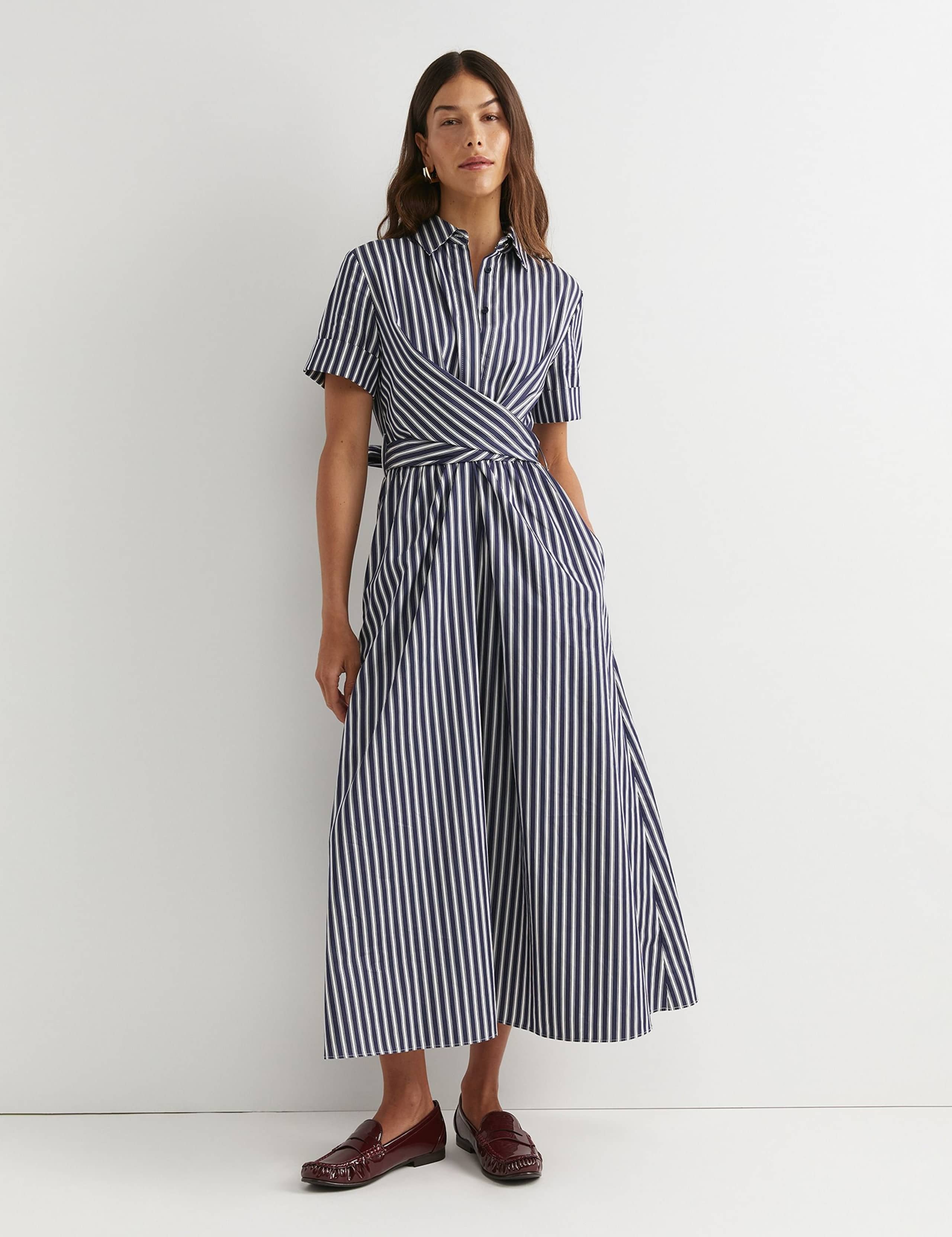 Pure Cotton Striped Twist Maxi Shirt Dress 5 of 5