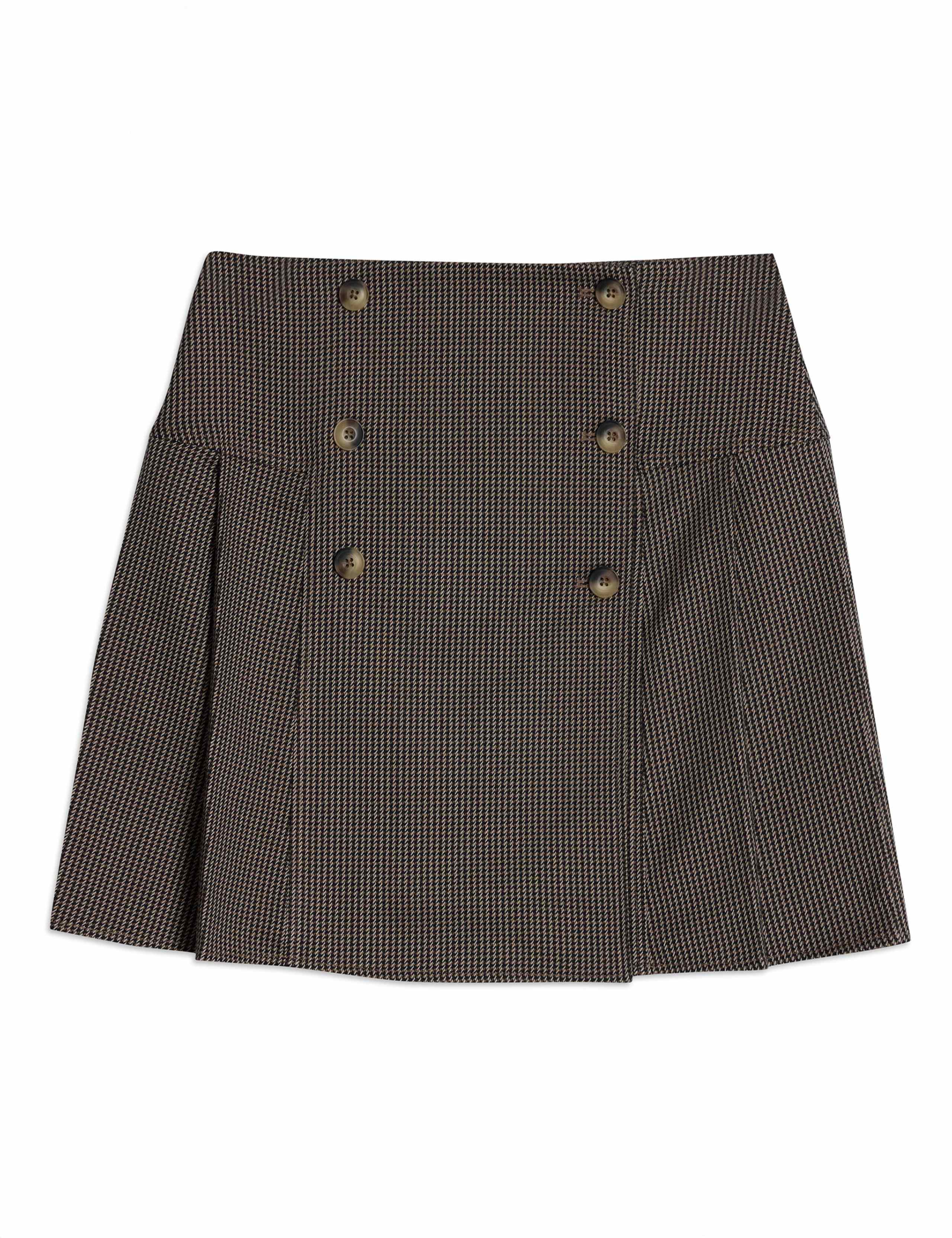 Dogtooth Pleated Mini Skirt 2 of 4
