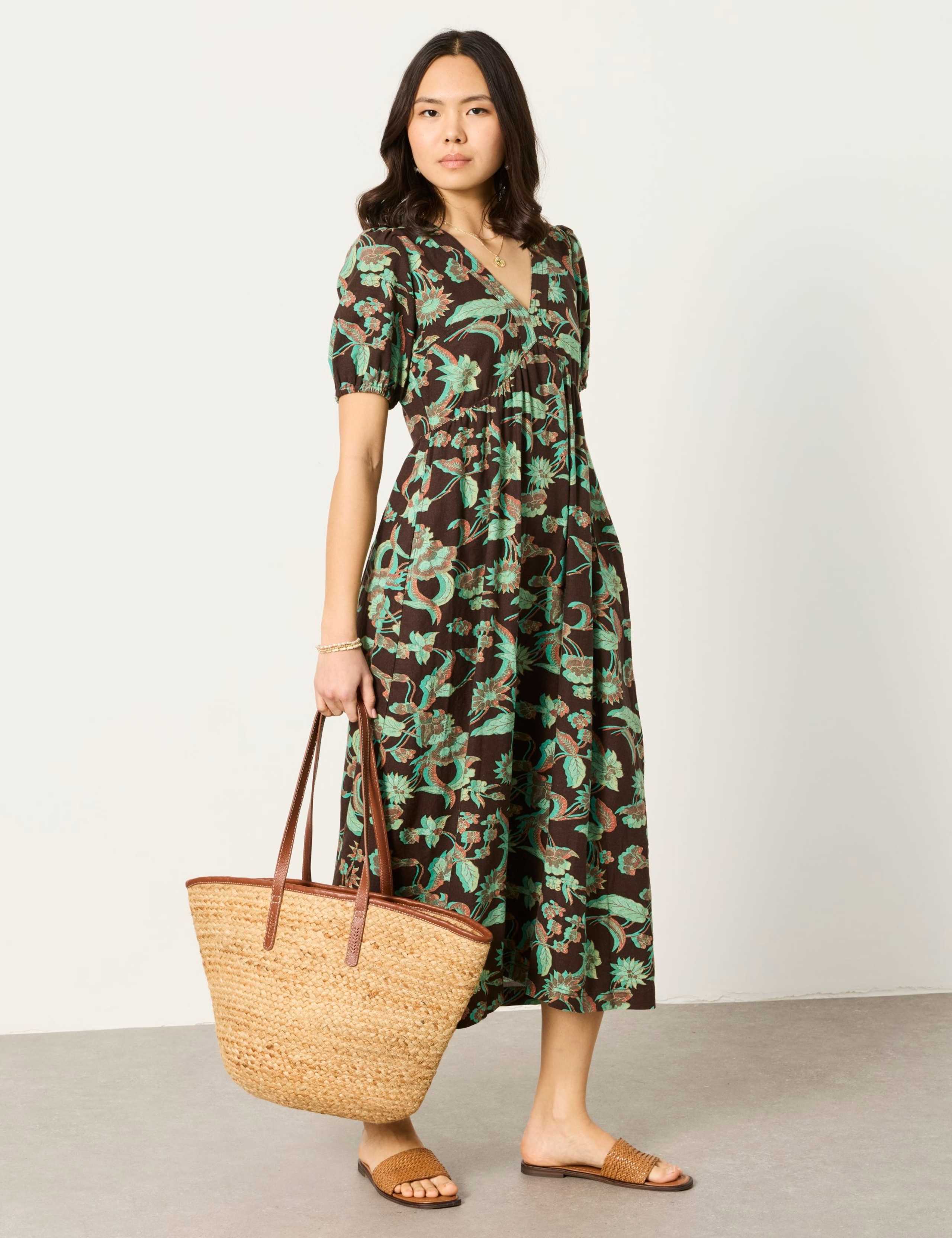 Remi Linen Rich Batik Print Midi Tea Dress 1 of 6