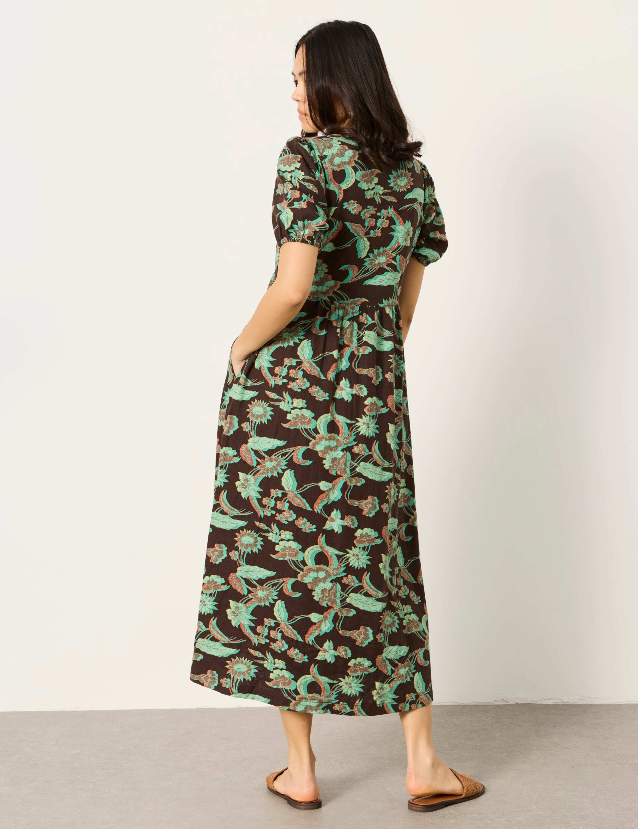 Remi Linen Rich Batik Print Midi Tea Dress 3 of 6
