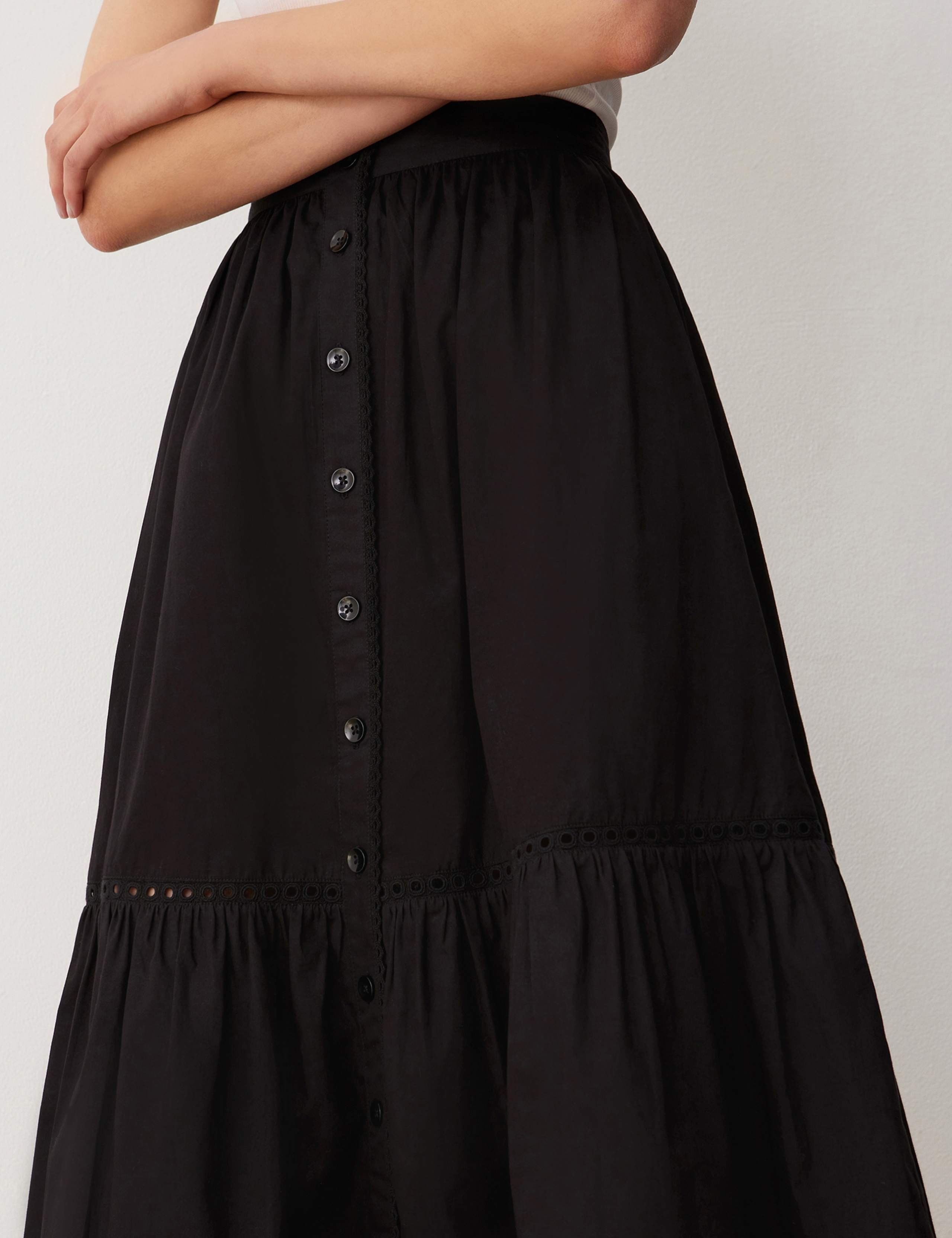Pure Cotton Midi Tiered Skirt 4 of 4