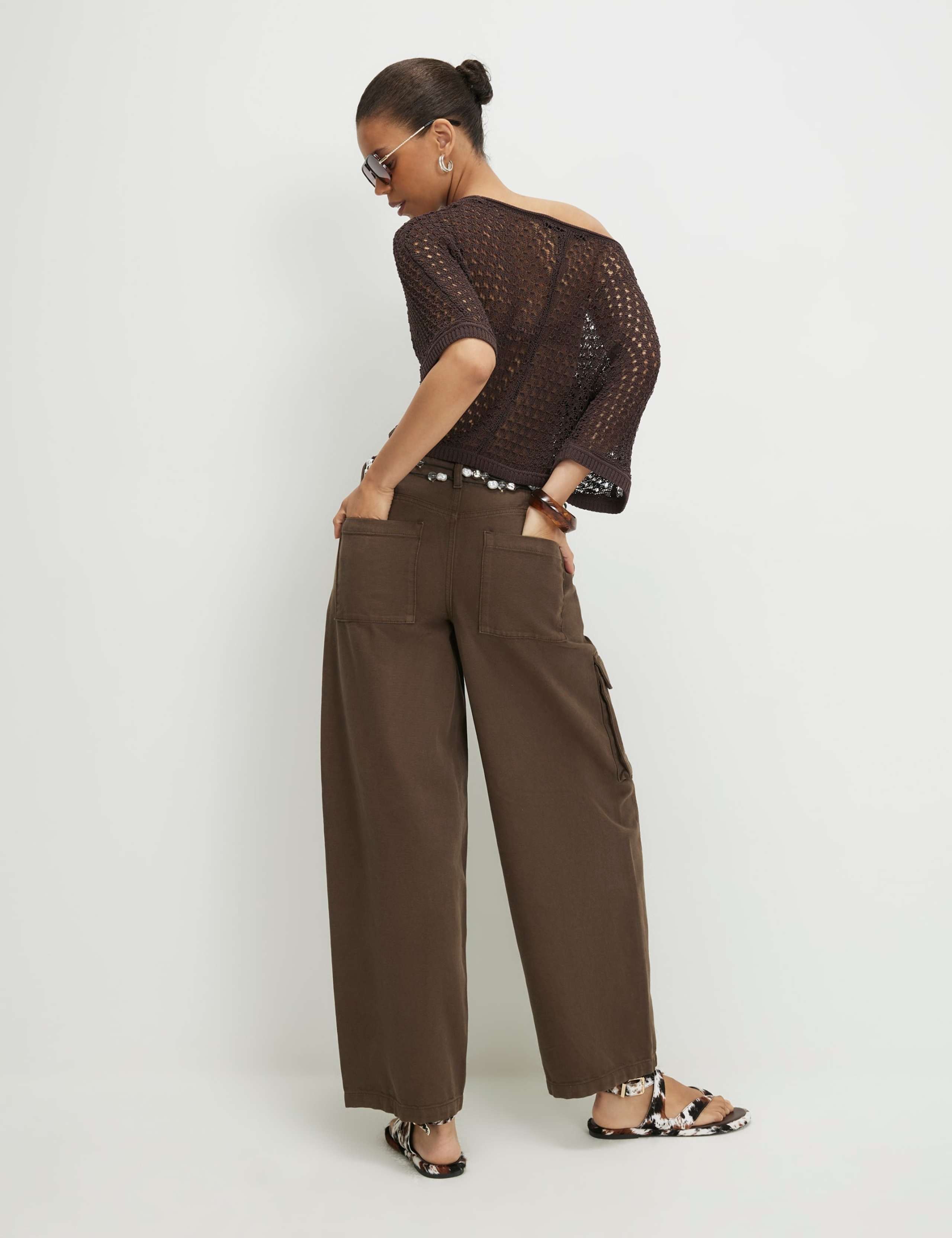 Pure Cotton Barrel Leg Cargo Trousers 4 of 5