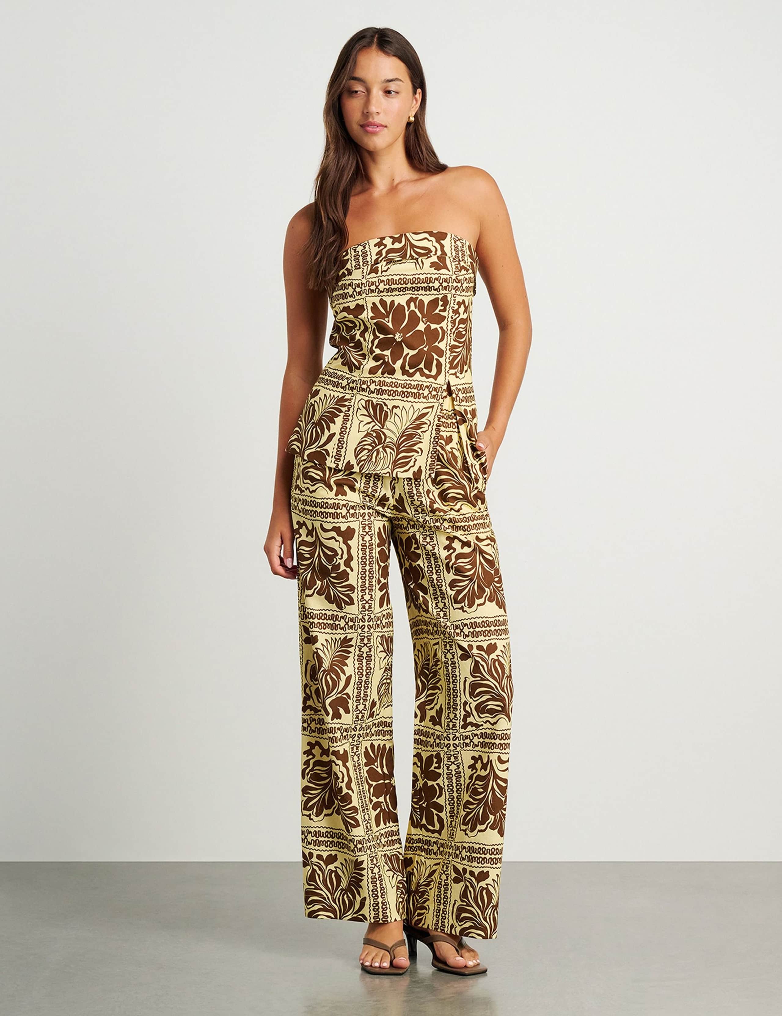 Linen Rich Printed Bandeau Top 2 of 5