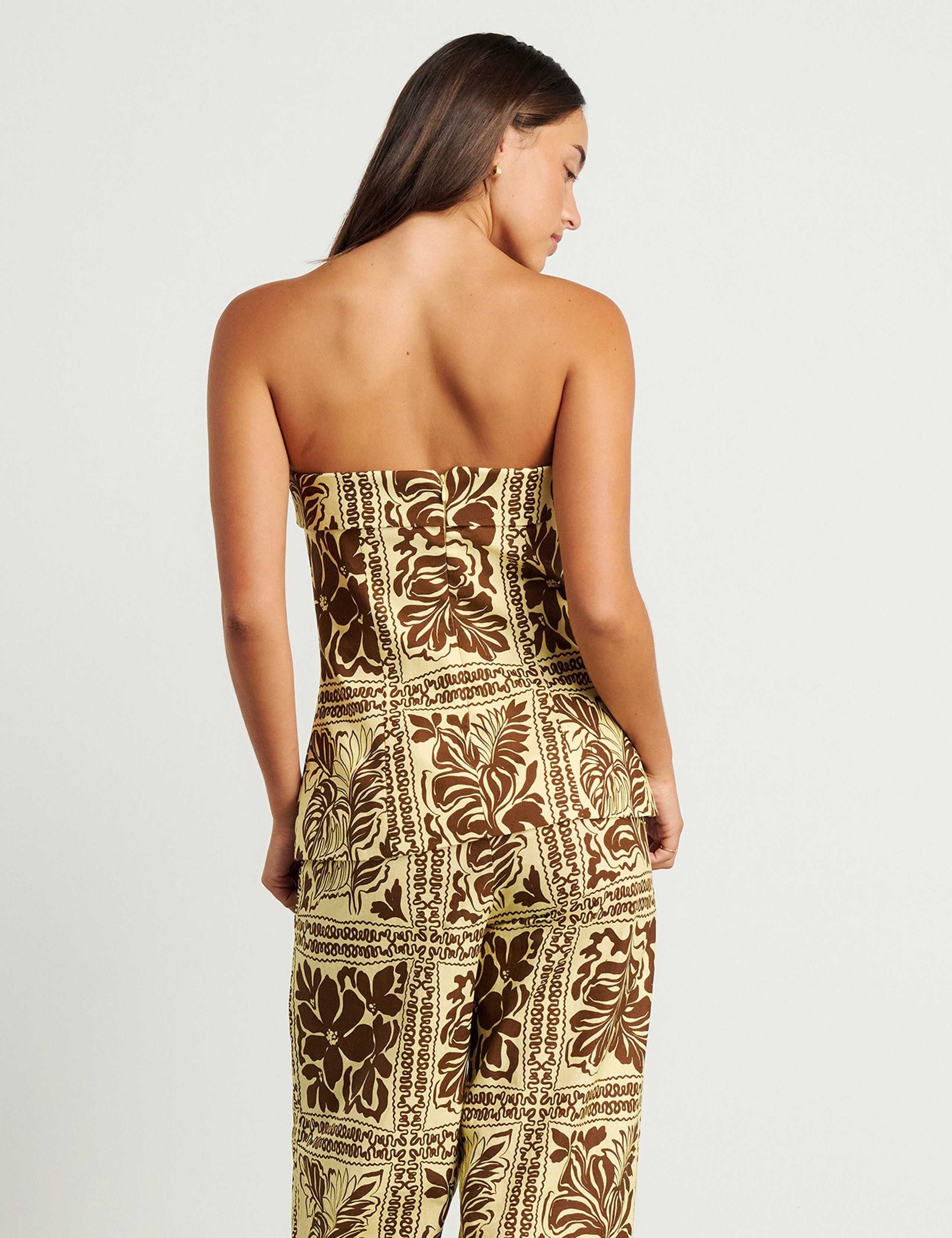 Linen Rich Printed Bandeau Top 4 of 5