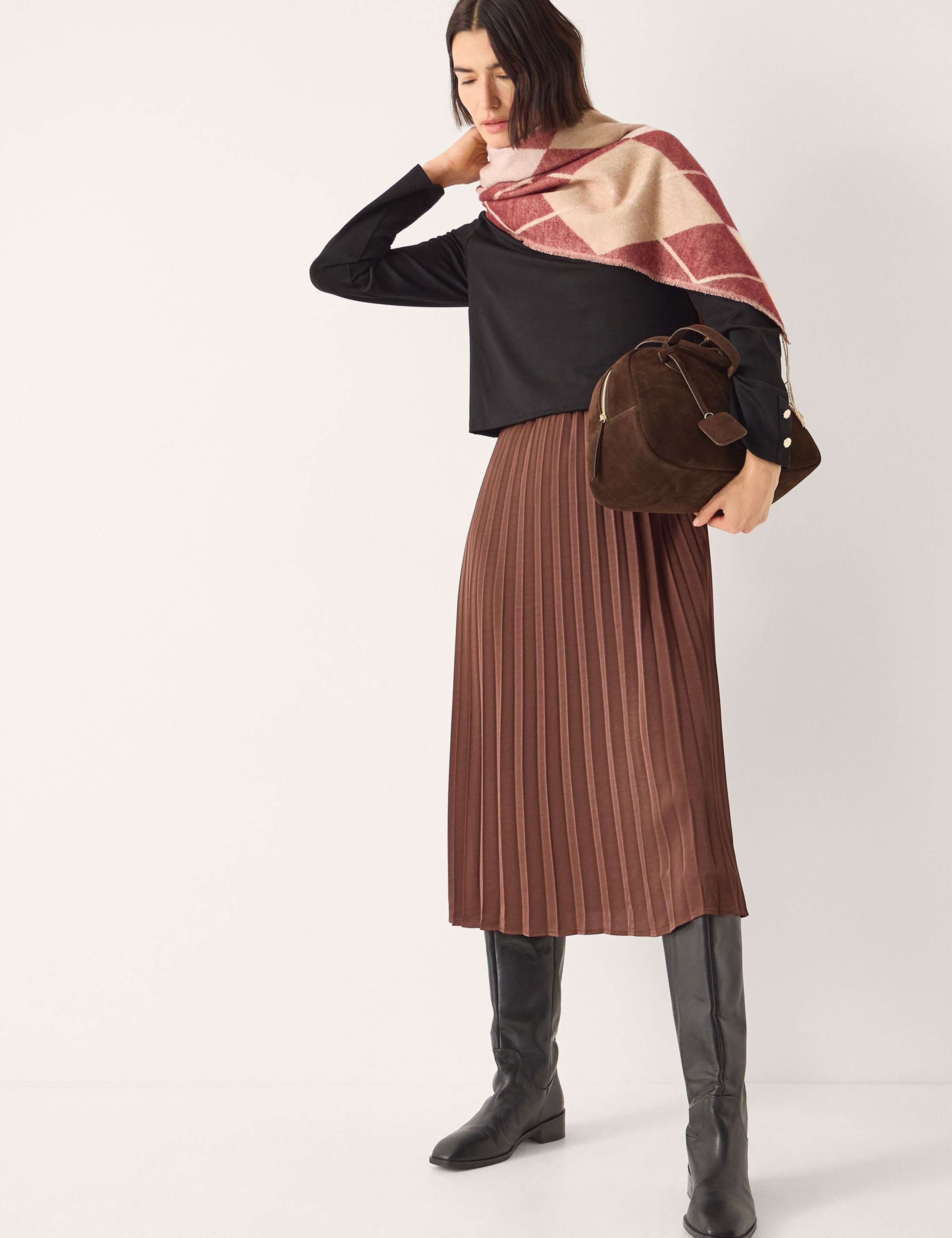 Satin Jersey Pleated Midi Waisted Dress 4 of 6