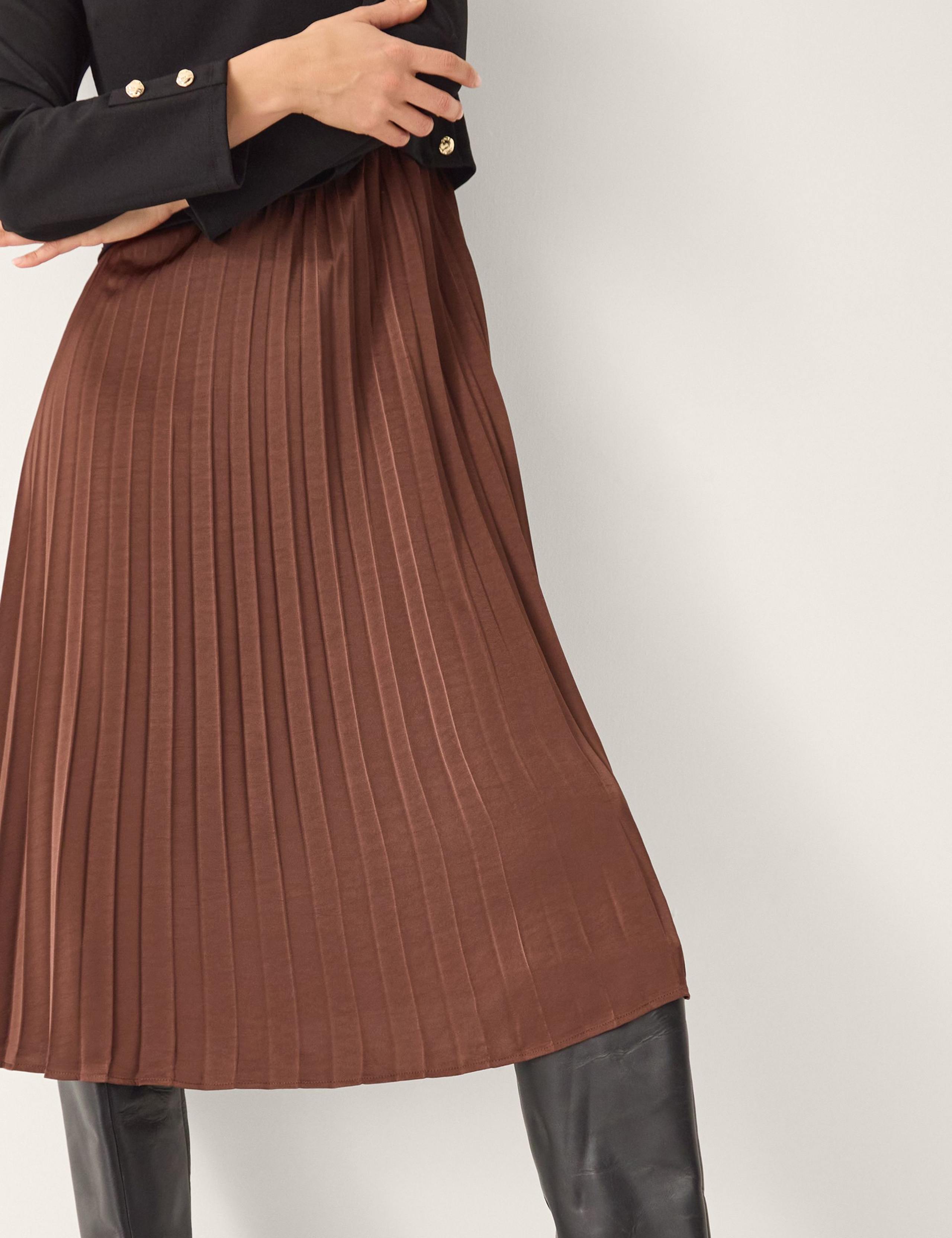 Satin Jersey Pleated Midi Waisted Dress 5 of 6