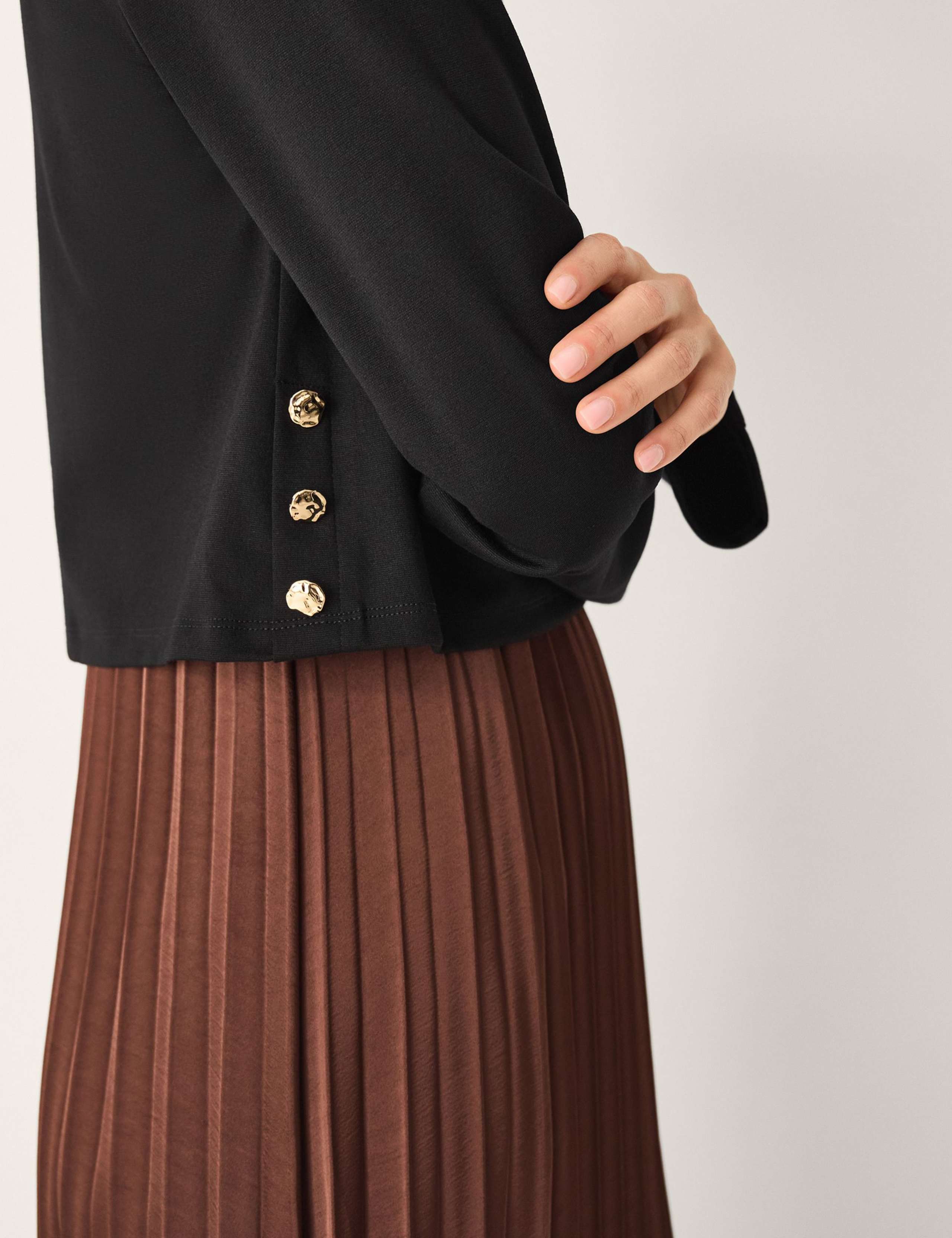 Satin Jersey Pleated Midi Waisted Dress 6 of 6