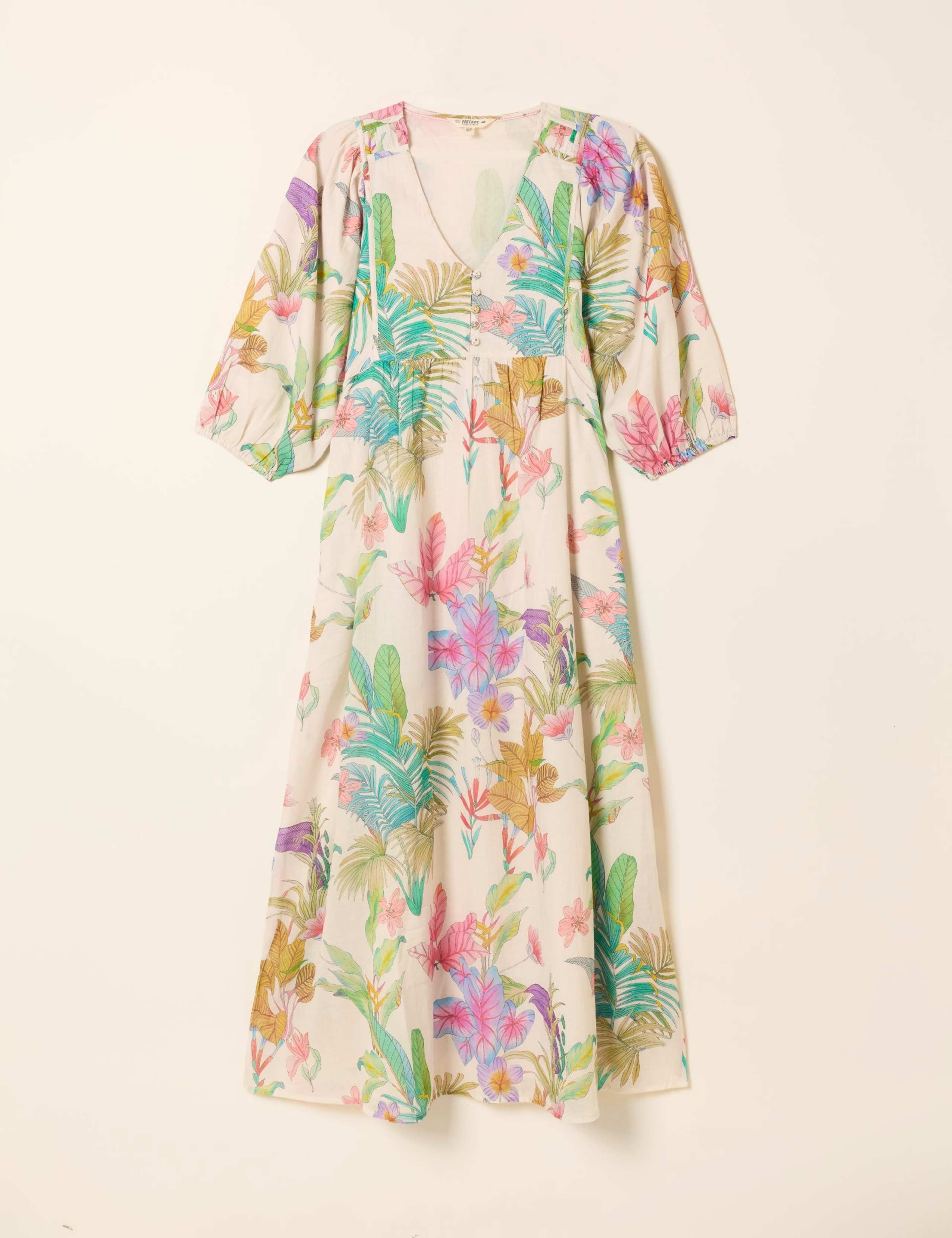 Pure Cotton Floral V-Neck Maxi Tea Dress 2 of 6